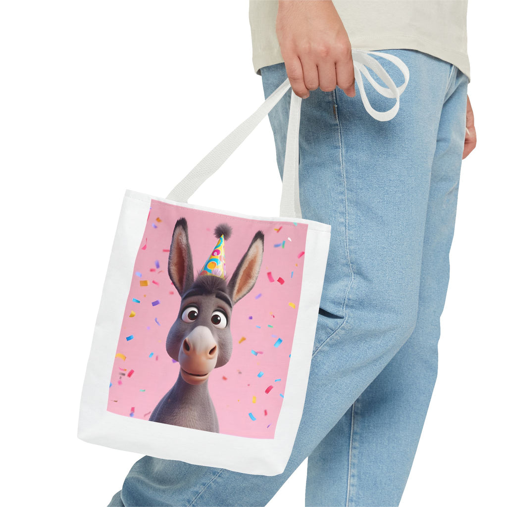 Birthday Donkey Tote Bag, Fun Party Accessory, Eco-Friendly Shopper, Cute Gift for Animal Lovers, Perfect for Birthdays and Celebrations