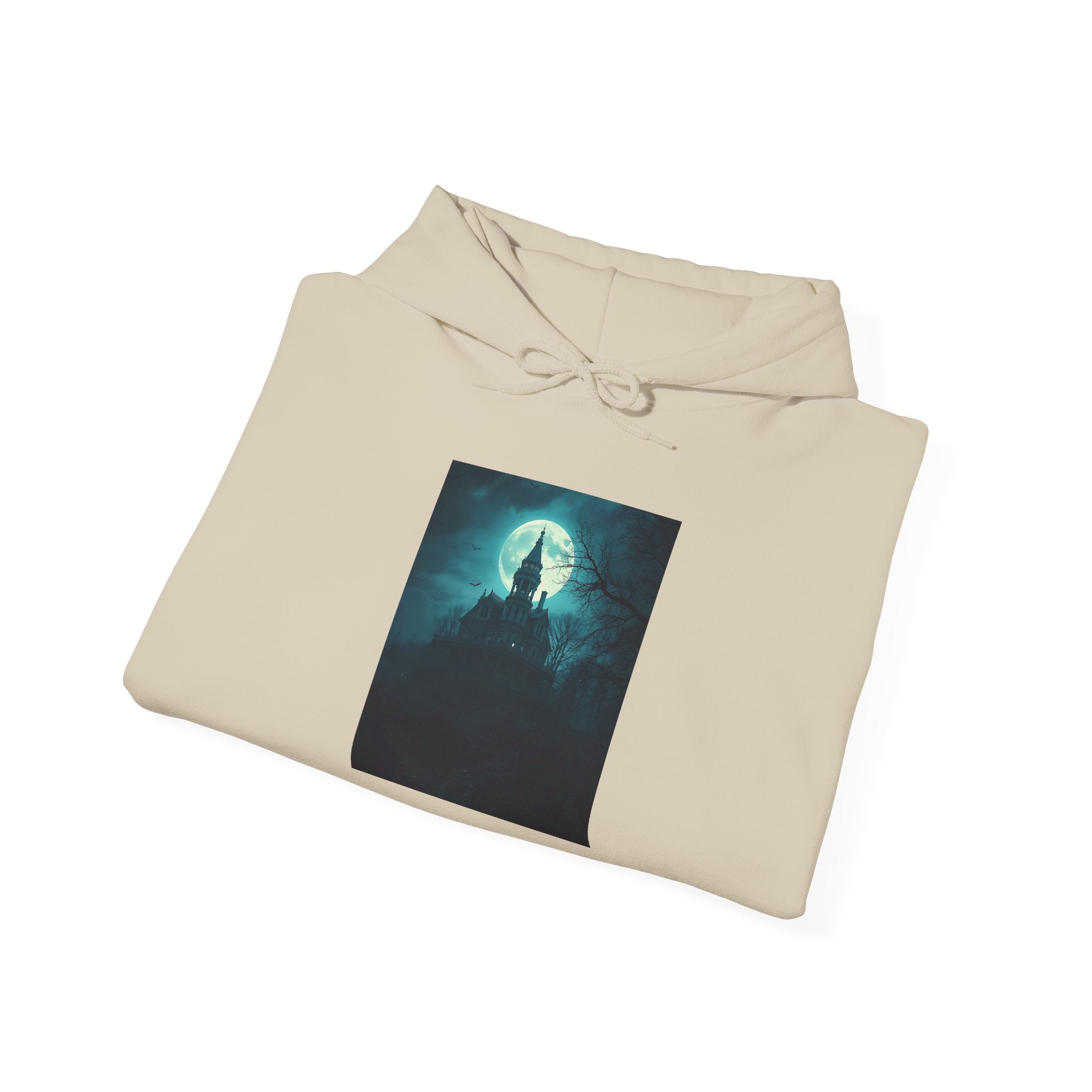 Haunted Moonlight Mystical Nightscape Hooded Sweatshirt - Cozy Casual, Unisex Fashion, Gift Idea, Halloween Apparel, Unique Statement Piece