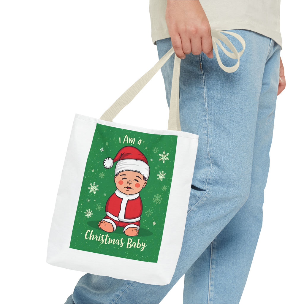 Christmas Baby Tote Bag, Holiday Gift Bag, Santa Baby Shopper, Festive Reusable Tote, Cute Christmas Tote for Kids