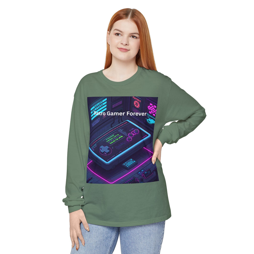 Retro Game Controller Unisex Garment-dyed Long Sleeve T-Shirt