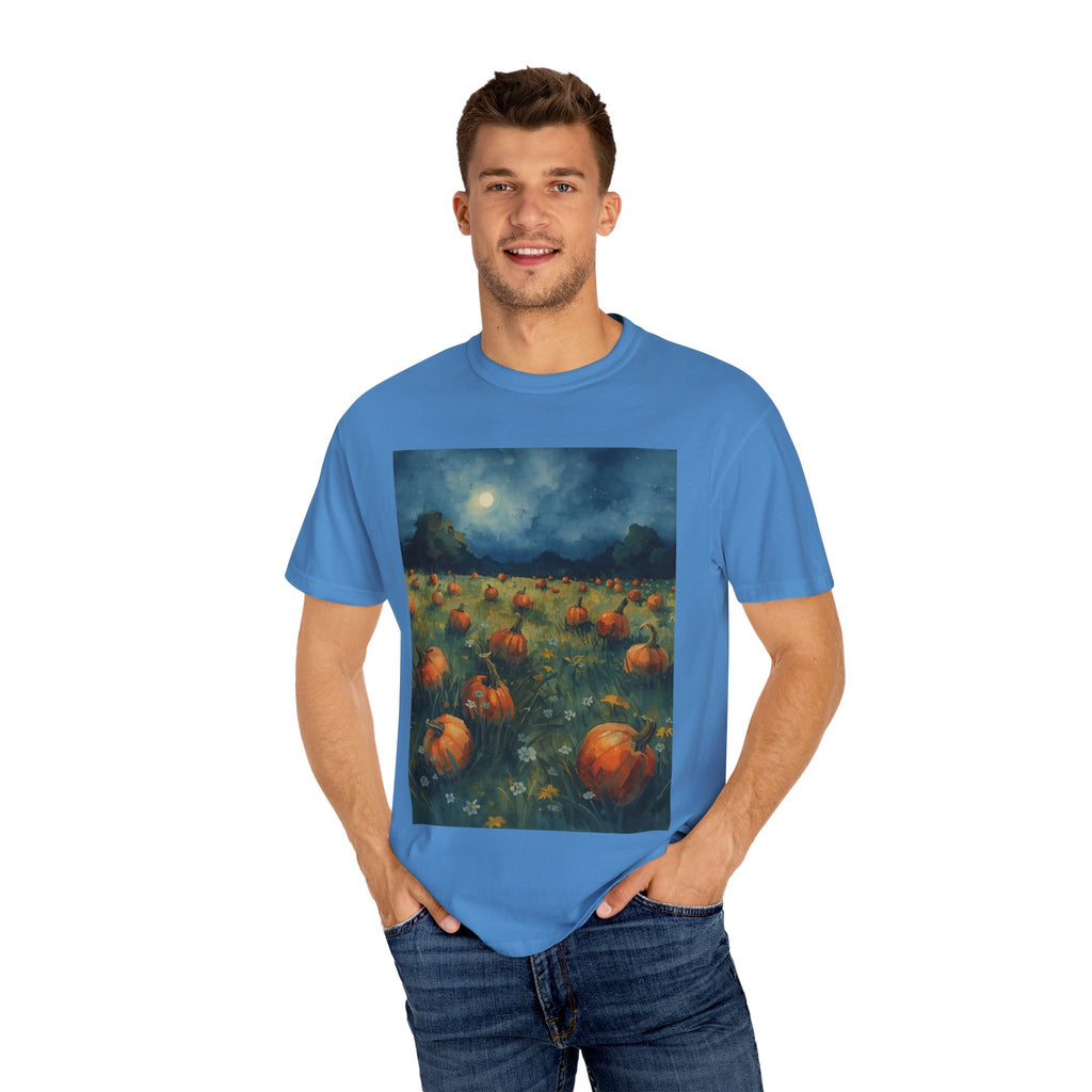 Pumpkin Patch Moonlit T-shirt | Fall Harvest Tee | Halloween Shirt | Unisex Autumn Apparel | Cozy Gift for Pumpkin Lovers