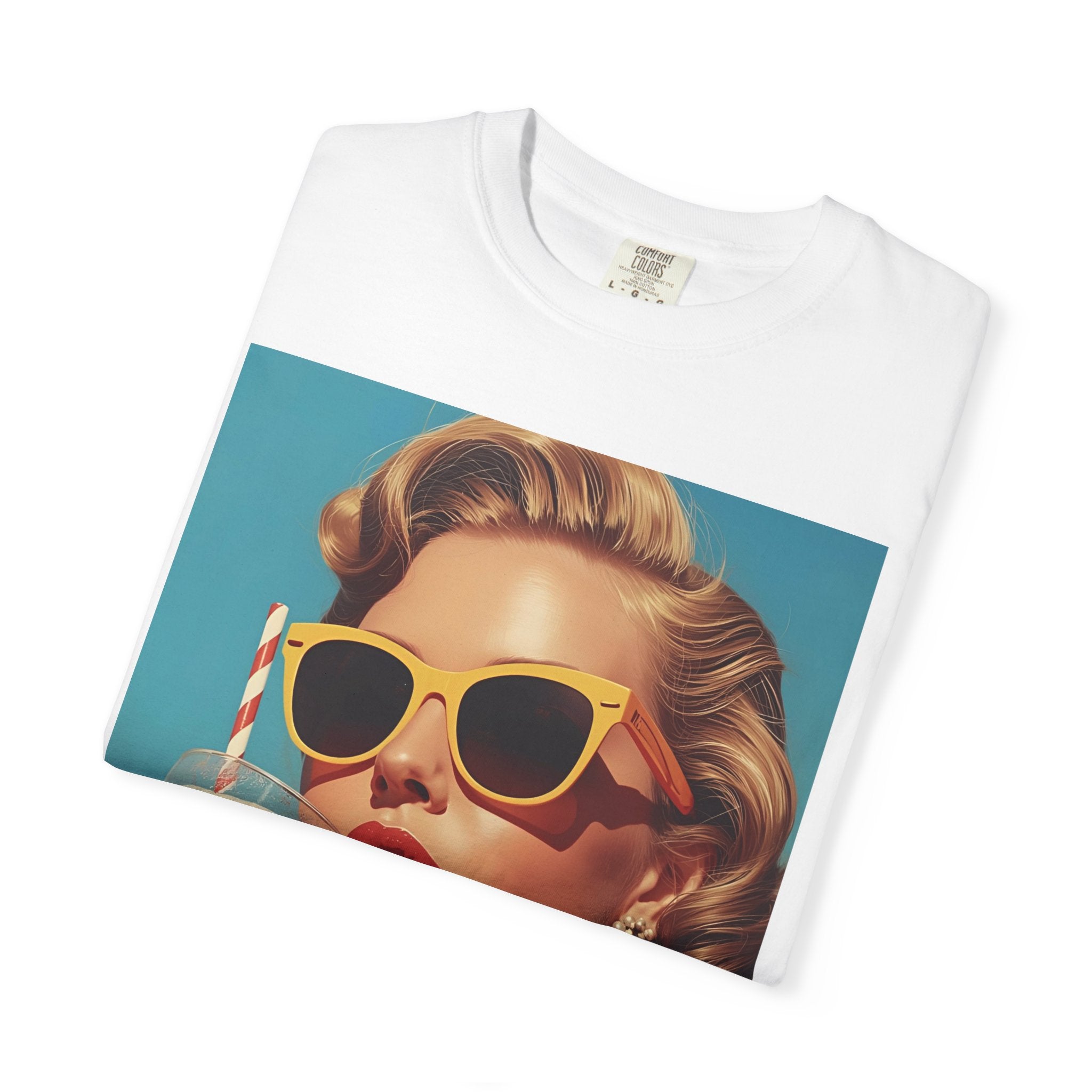 Retro Pop Art Summer Vibe T-shirt | Unisex Garment-Dyed Tee, Vintage Style Shirt, Trendy Summer Wear, Perfect Gift for Her, Casual Everyday Top