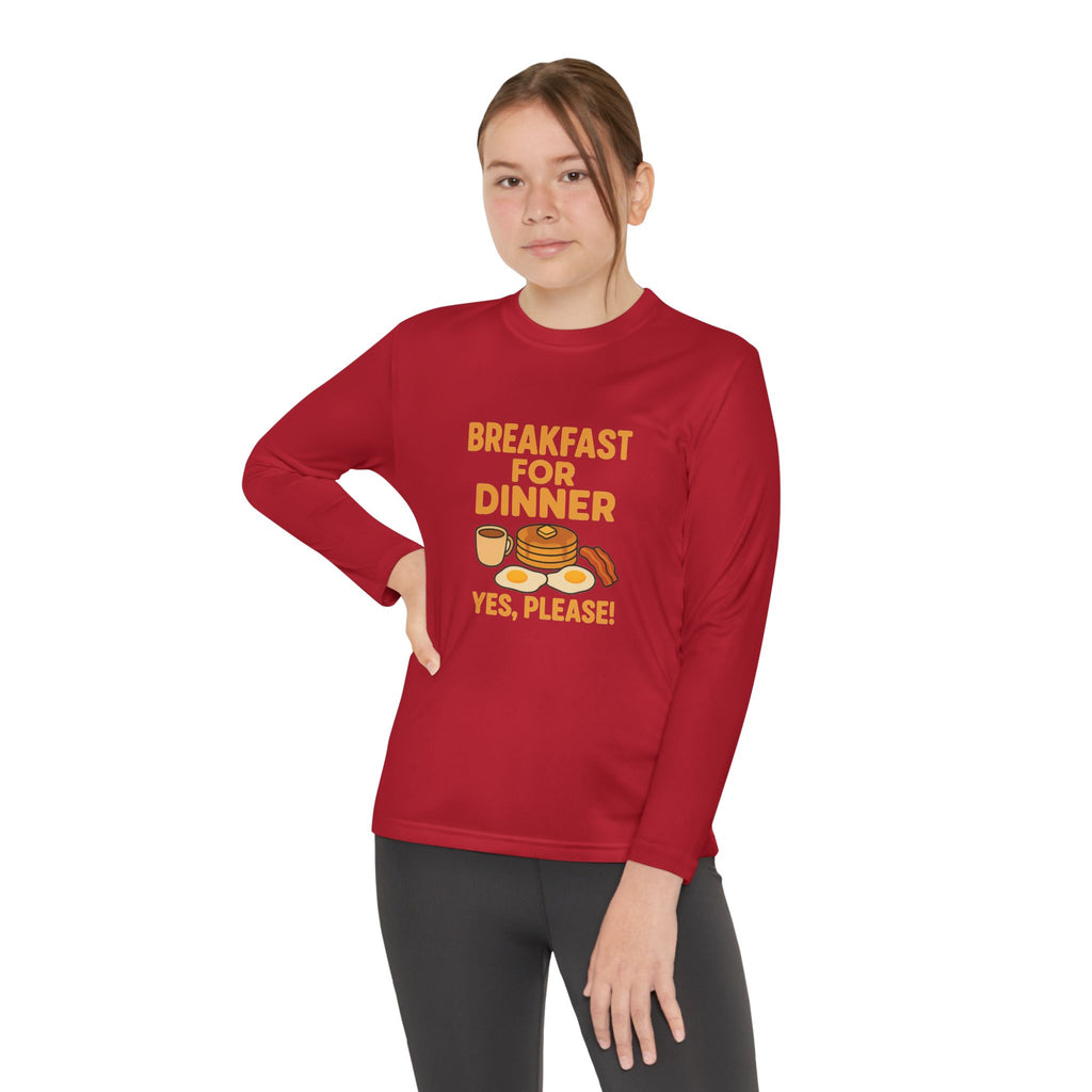 Breakfast For Dinner Youth Long Sleeve Competitor Tee