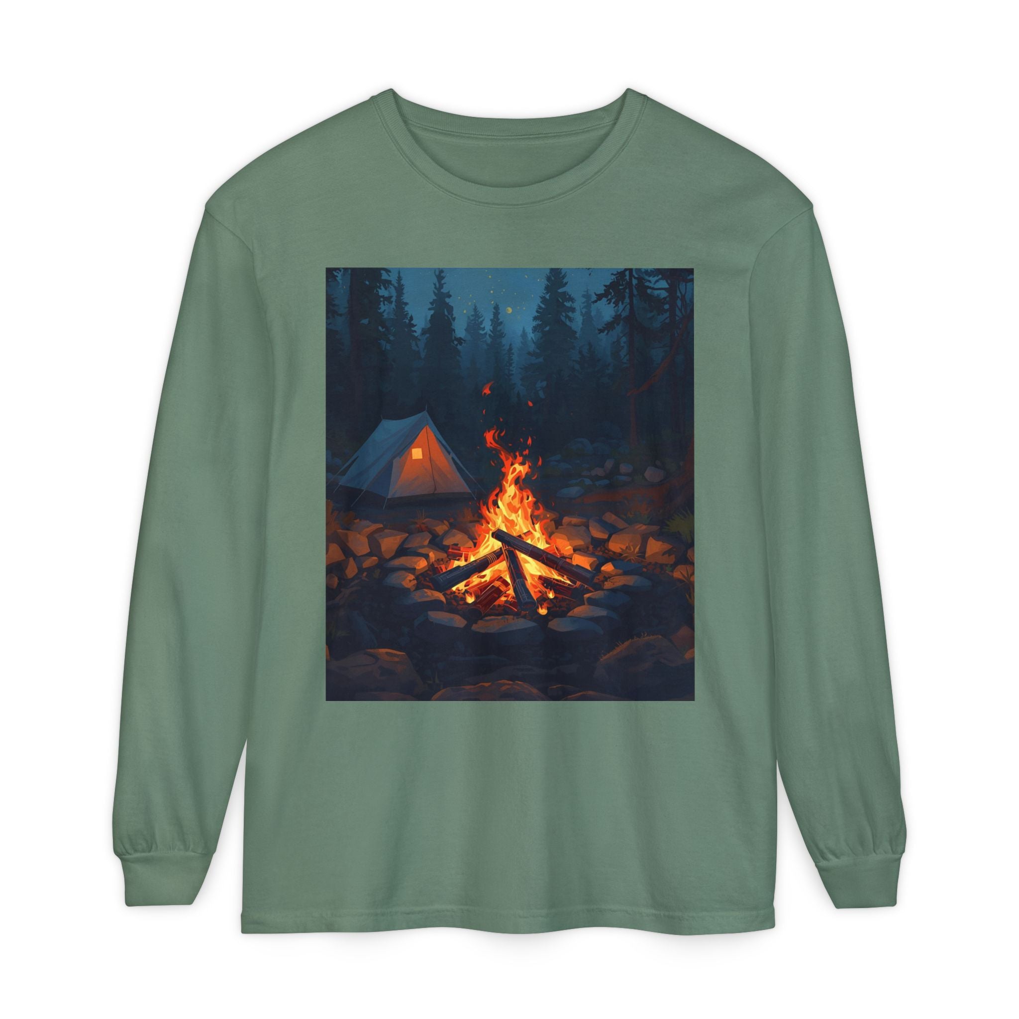 Camping Vibes Long Sleeve T-Shirt | Outdoor Adventure Shirt, Cozy Gift for Campers, Bonfire, Nature Lovers, Unisex Tee