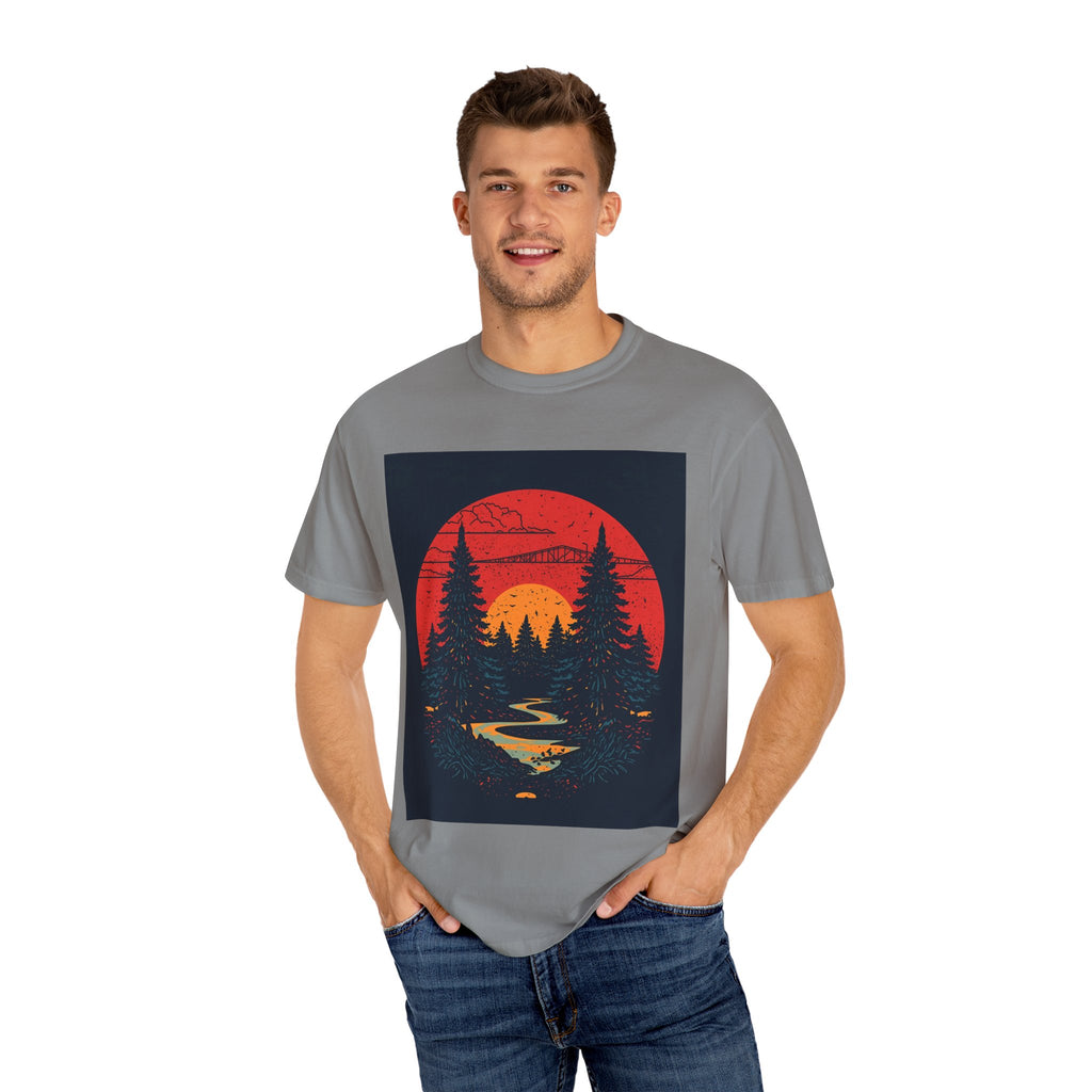 Sunset Forest Unisex Tee, Outdoor Adventure Shirt, Nature Lover Gift, Casual Stylish Top, Fall Fashion T-shirt