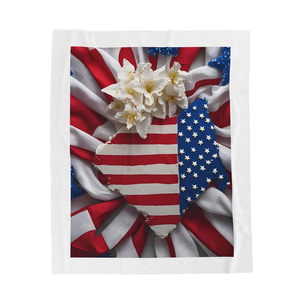 Patriotic Heart Velveteen Plush Blanket