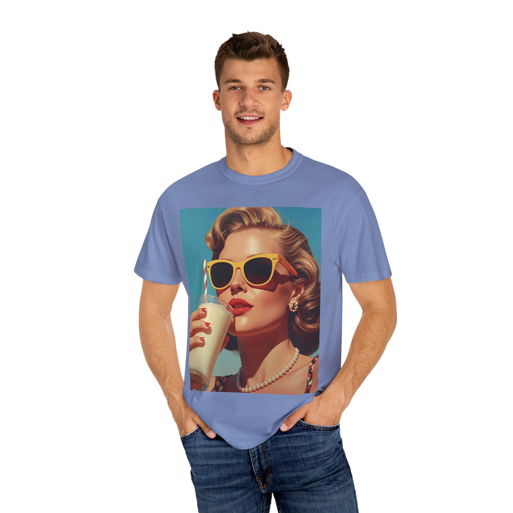 Retro Pop Art Summer Vibe T-shirt | Unisex Garment-Dyed Tee, Vintage Style Shirt, Trendy Summer Wear, Perfect Gift for Her, Casual Everyday Top