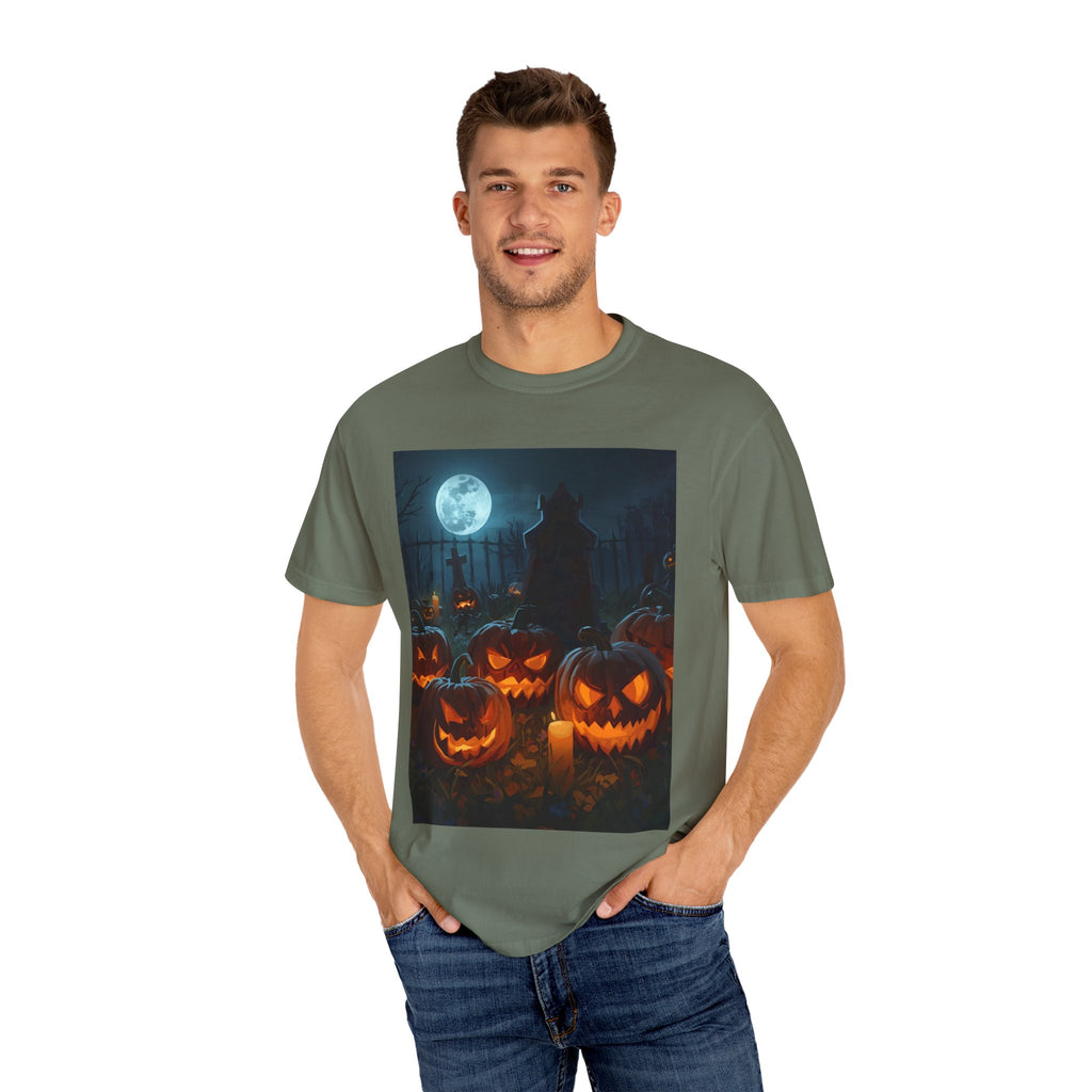 Scary Halloween Pumpkin Unisex Garment-Dyed T-shirt
