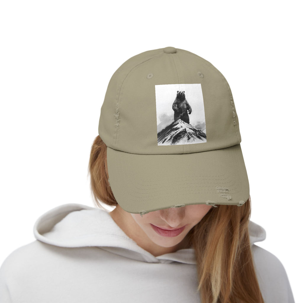 Bear Mountain Snow Unisex Distressed Cap