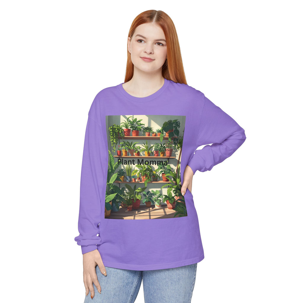 Plant Momma Long Sleeve T-Shirt, Perfect for Plant Lovers, Gardening Gifts, Eco-friendly Fashion, Casual Wear, Spring Celebrations