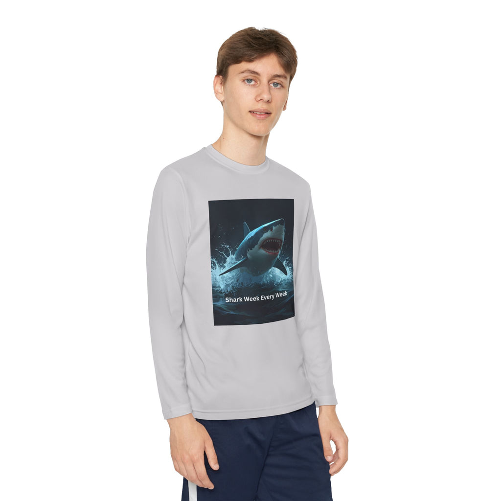 Shark Week Youth Long Sleeve Tee - Funny Ocean Shirt, Kids Gift, Summer Wear, Cool Tee, Swim Shirt, Beach Apparel