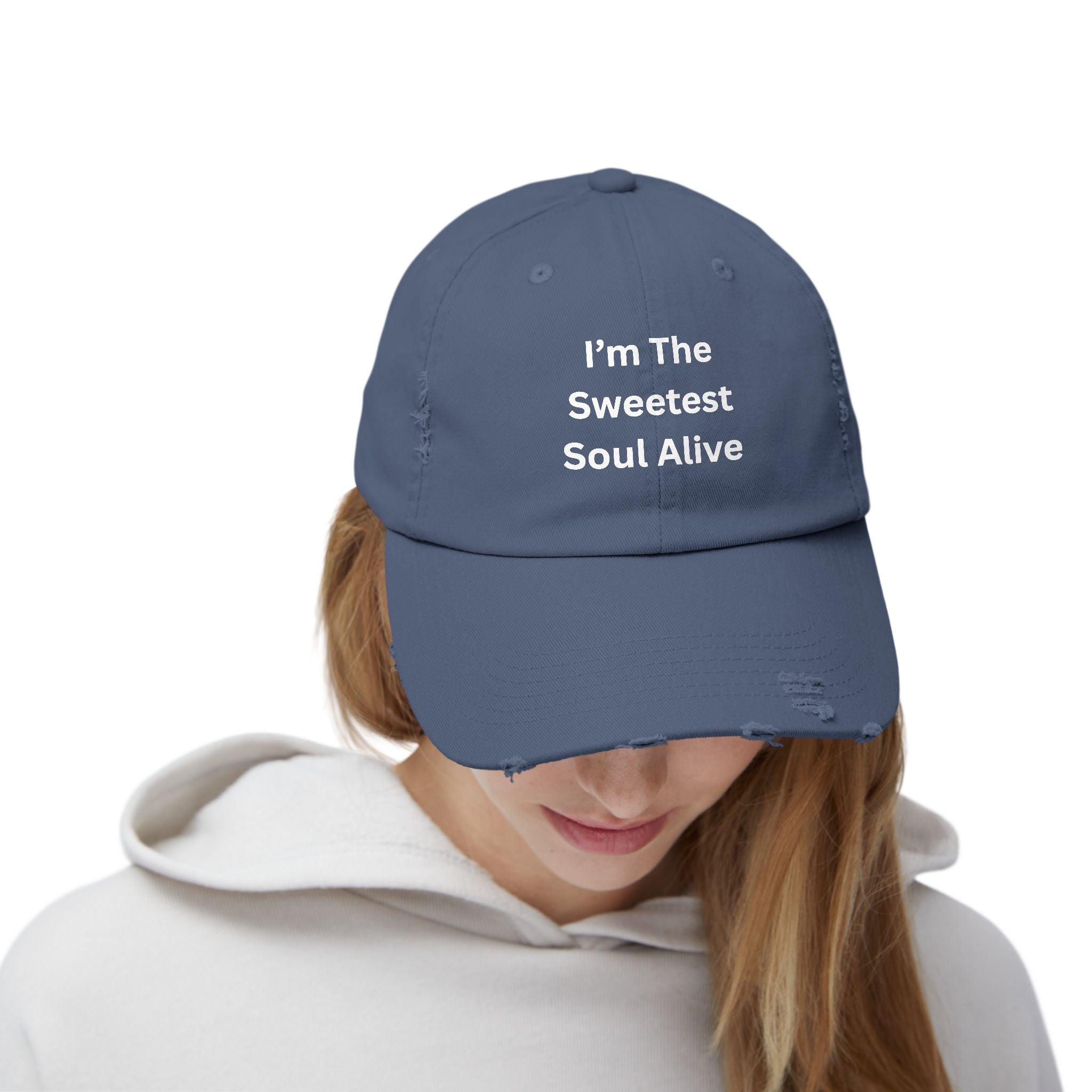 I'm The Sweetest Soul Alive Unisex Distressed Cap - Fun & Casual Hat, Perfect Gift for Friends, Summer Days, Trendy Accessory, Everyday Wear