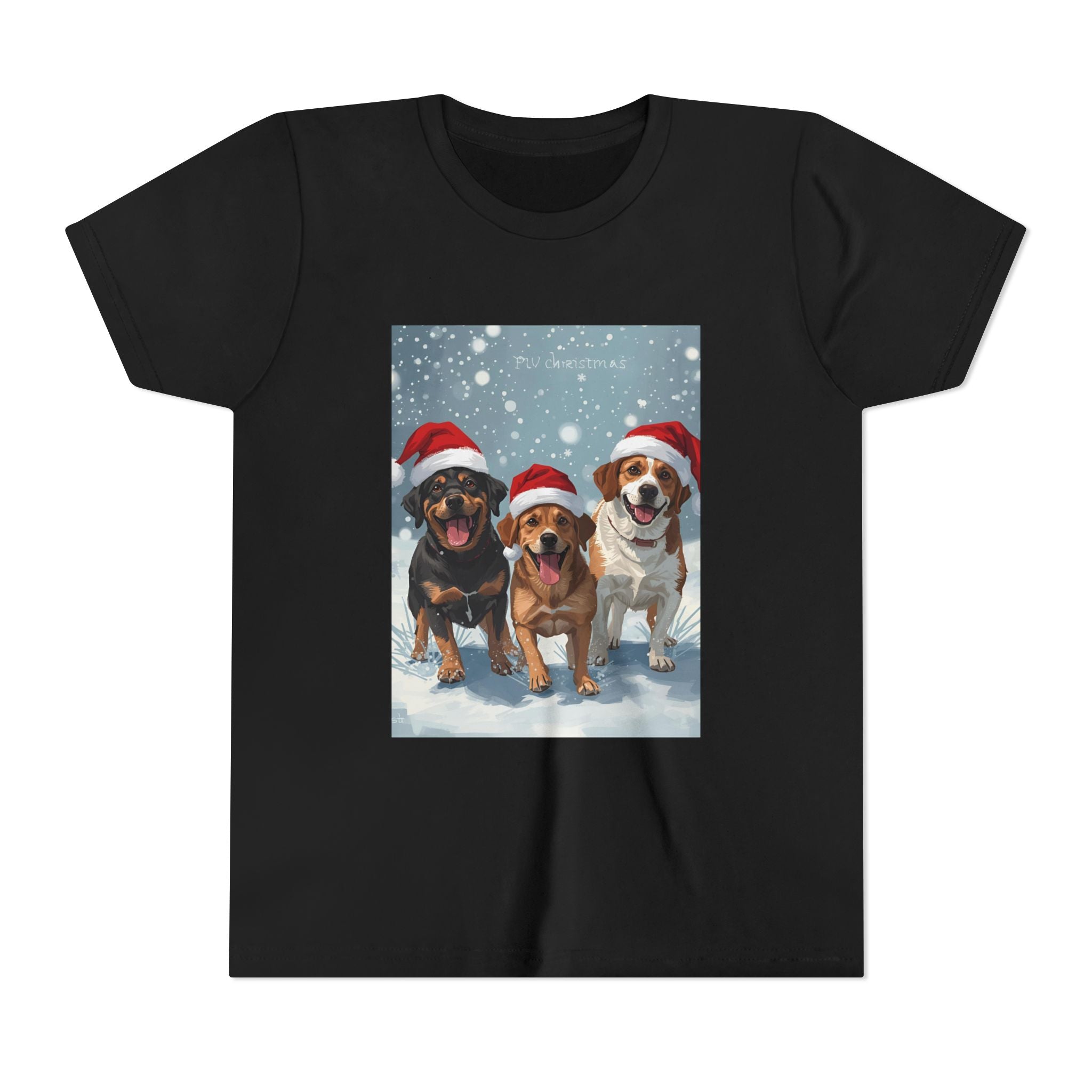 Cute Christmas Dogs Youth Short Sleeve Tee