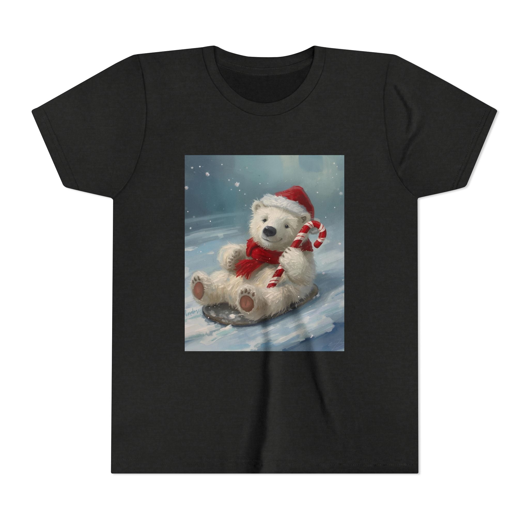 Cute Christmas Bear Youth Short Sleeve Tee