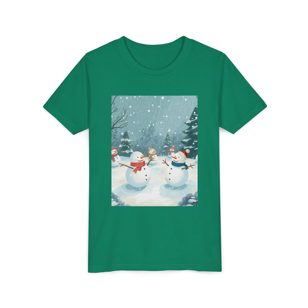 Festive Christmas Snowman Youth Short Sleeve Tee