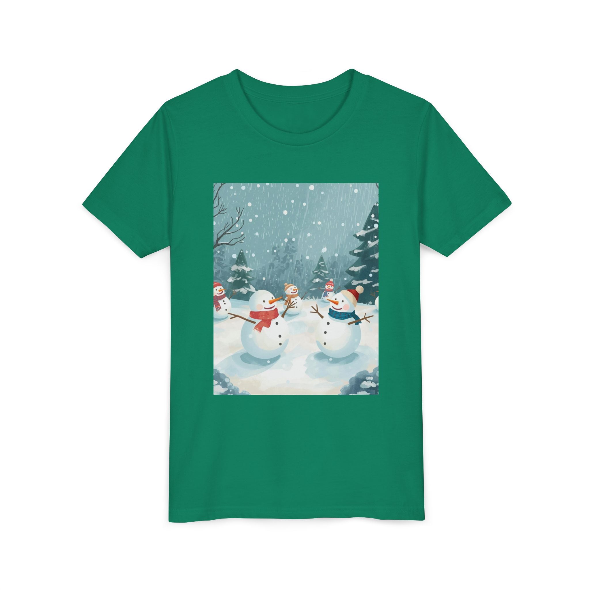 Festive Christmas Snowman Youth Short Sleeve Tee