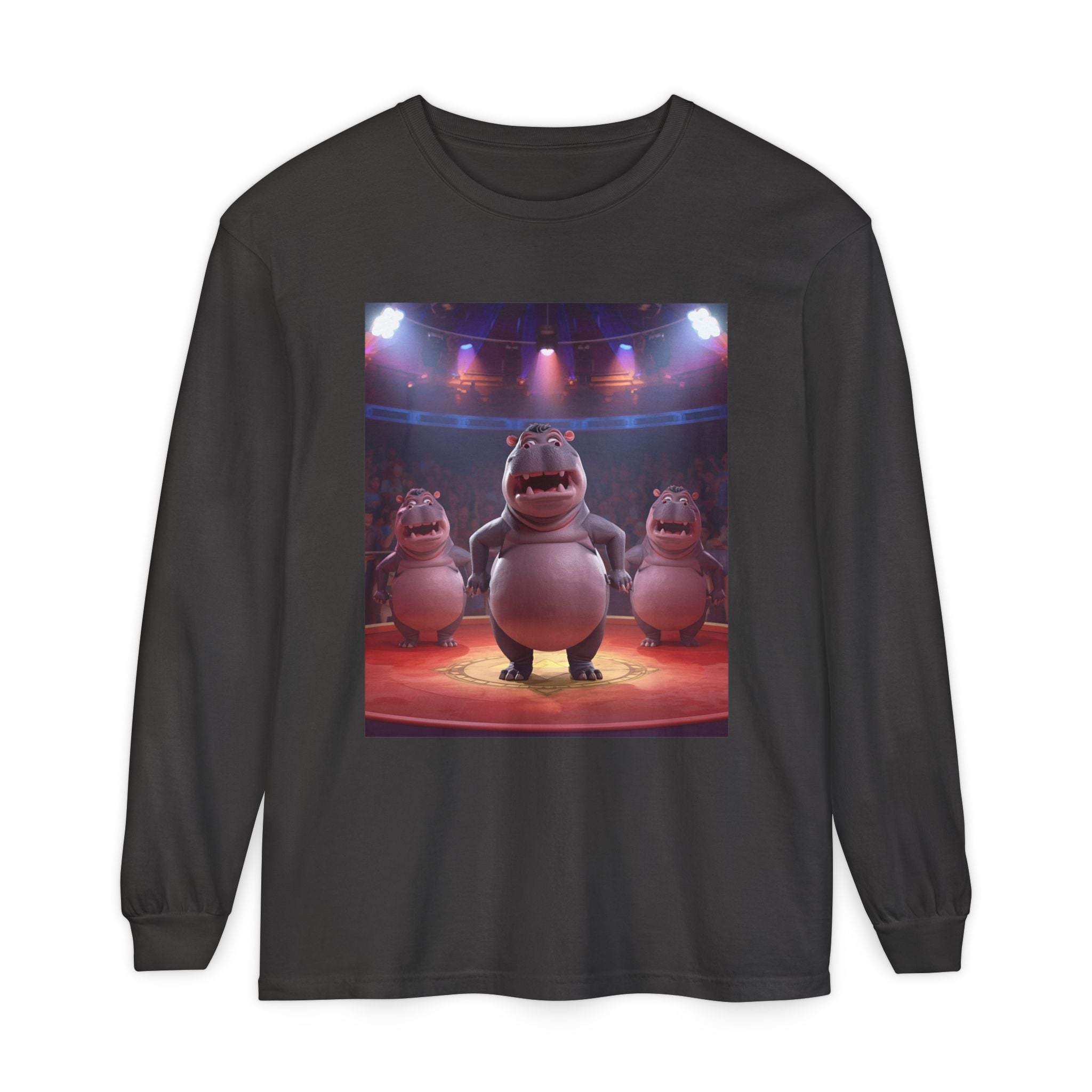 Hippo Funny Unisex Garment-dyed Long Sleeve T-Shirt