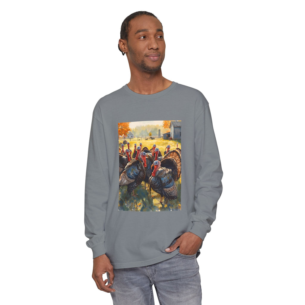 Thanksgiving Turkey Unisex Garment-dyed Long Sleeve T-Shirt