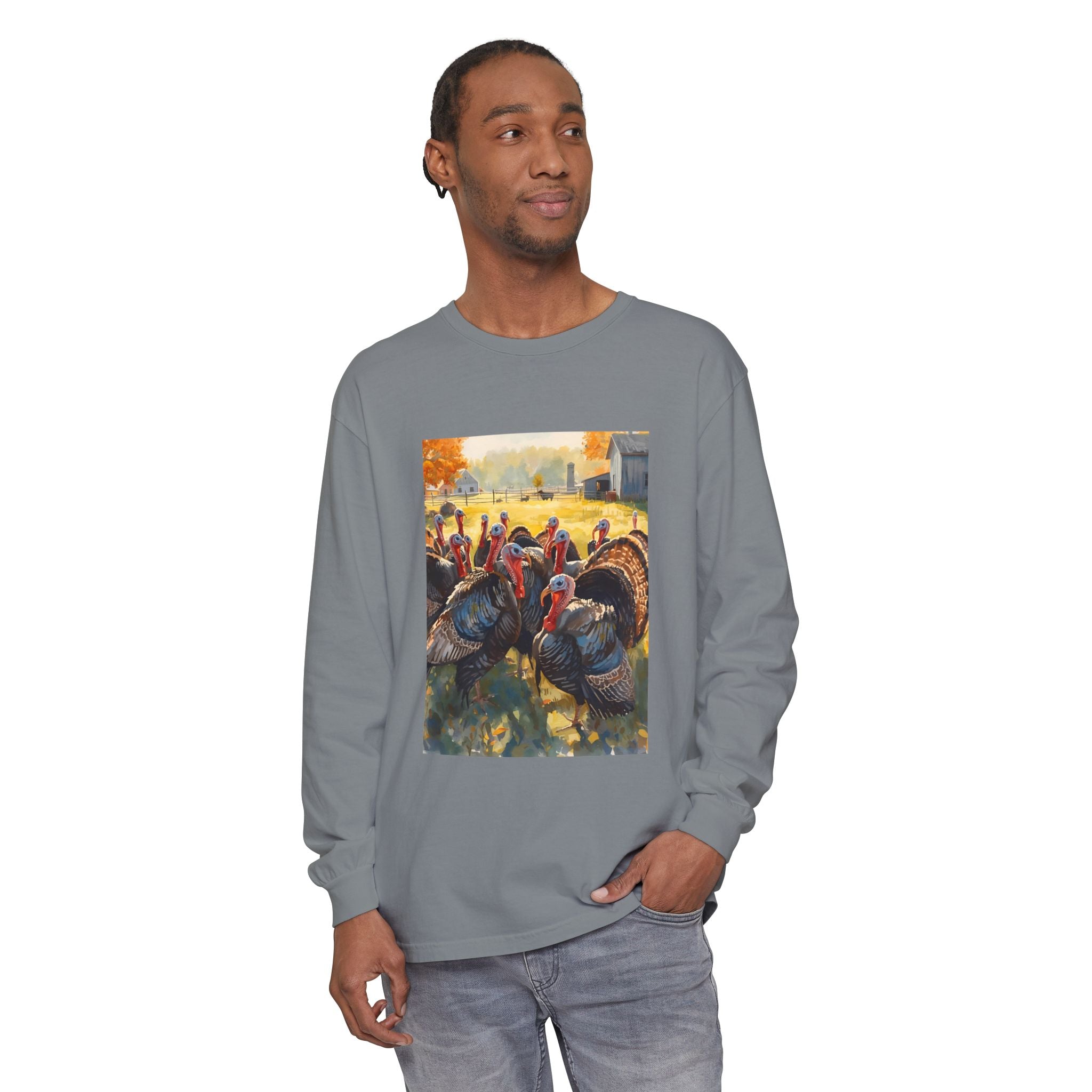 Thanksgiving Turkey Unisex Garment-dyed Long Sleeve T-Shirt