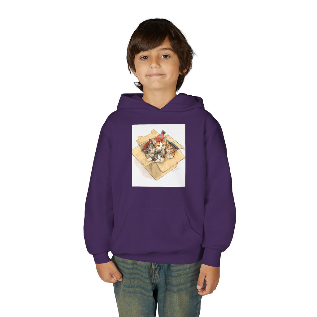 Cute Kittens In Box Youth Heavy Blend Hooded Sweatshirt