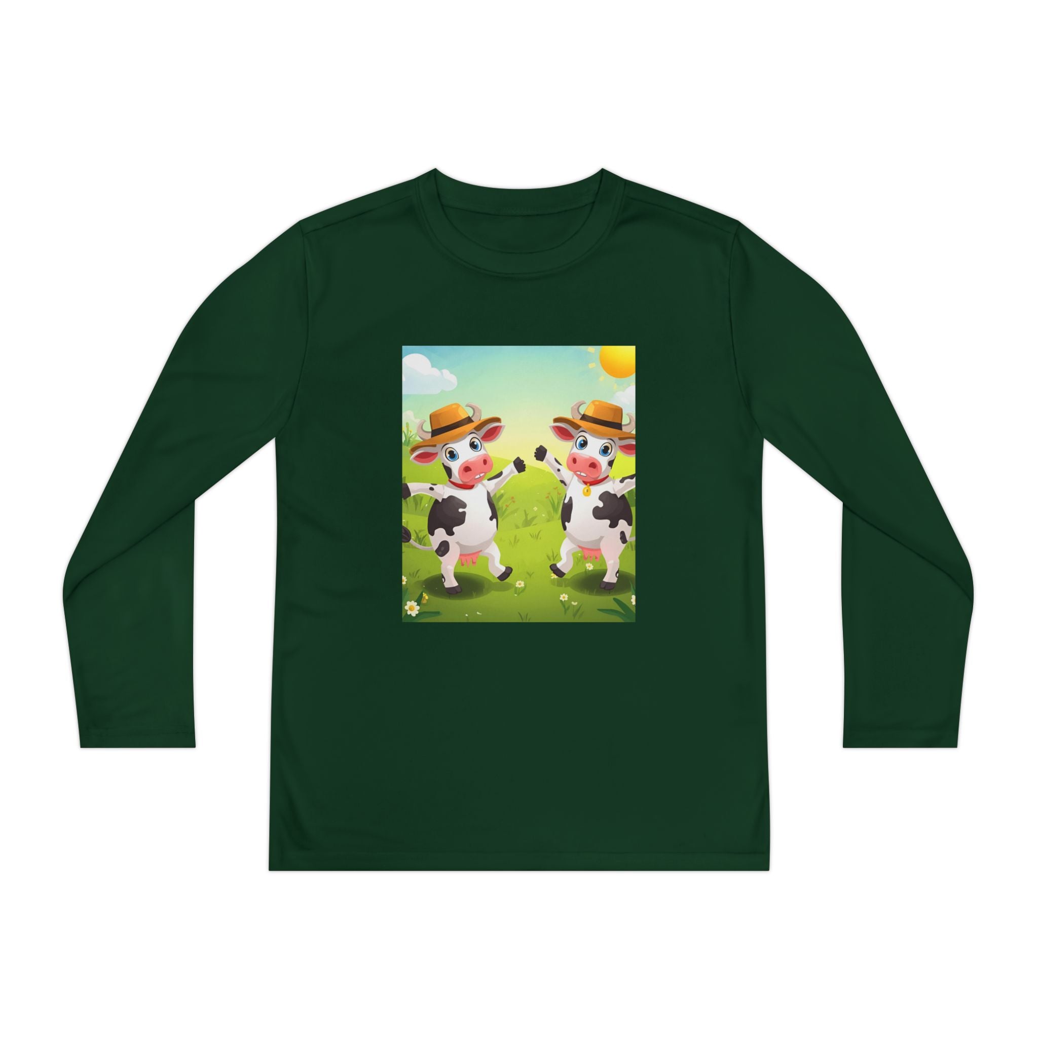 Cute Cows Farm Fun Youth Long Sleeve Competitor Tee