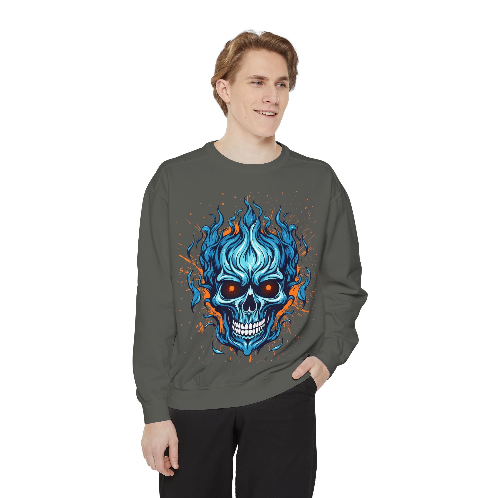 Blue Skull Unisex Garment-Dyed Sweatshirt