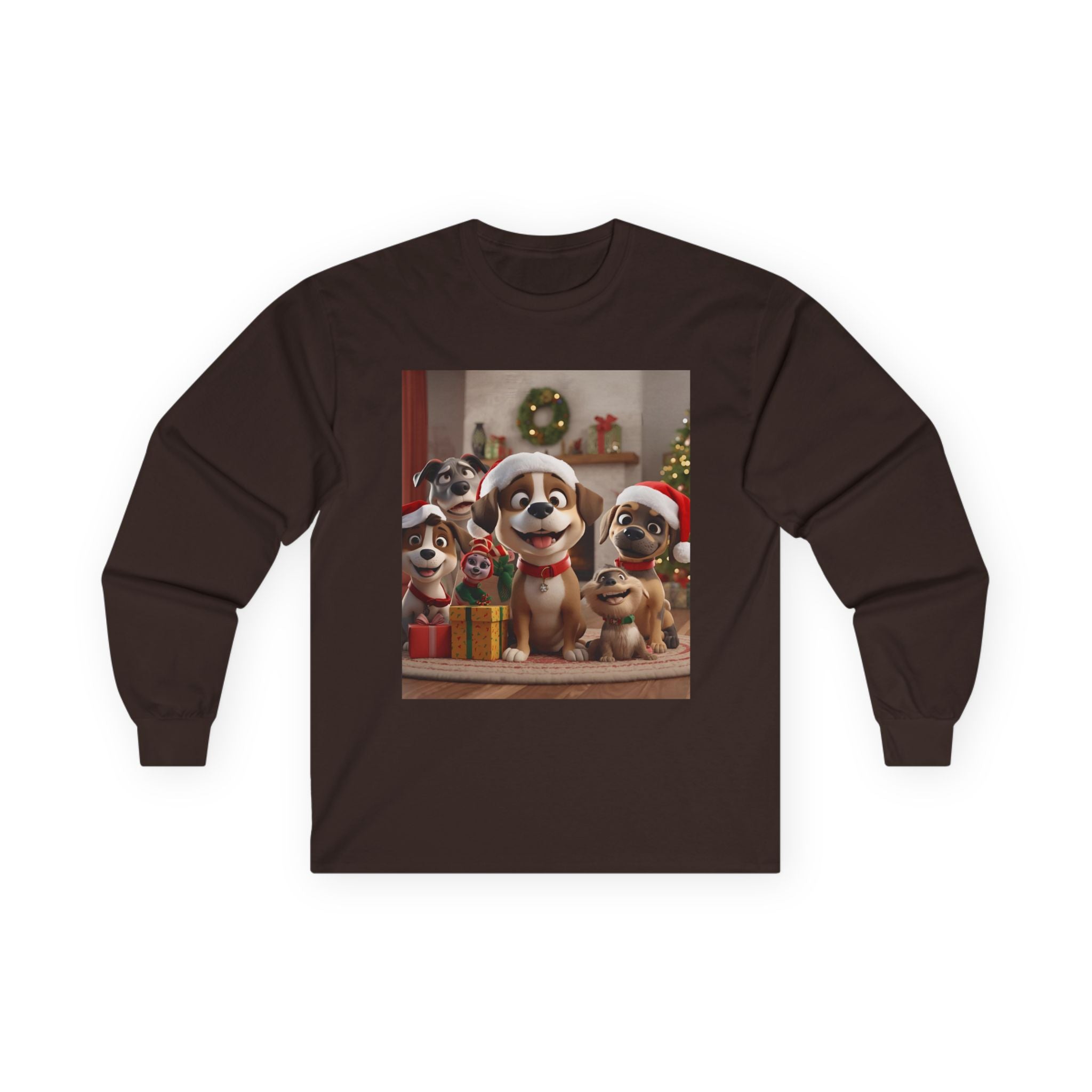 Cute Dog Christmas Long Sleeve Tee, Holiday Gift for Dog Lovers, Cozy Pet Apparel, Winter Wear, Fun Xmas T-shirt