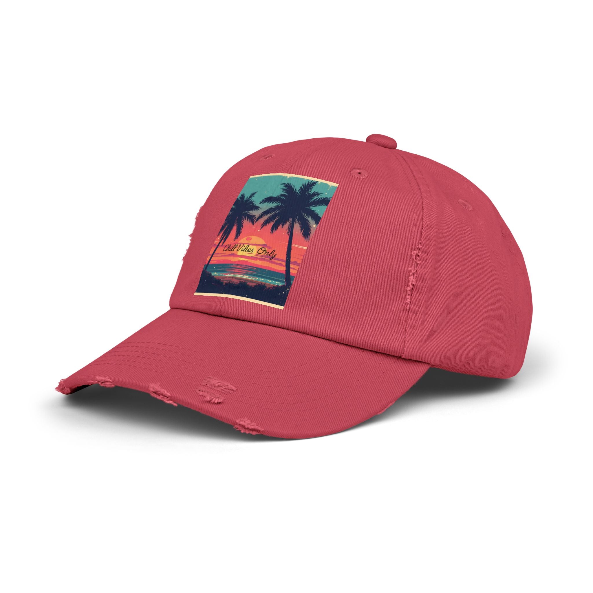 Tropical Sunset Unisex Distressed Cap