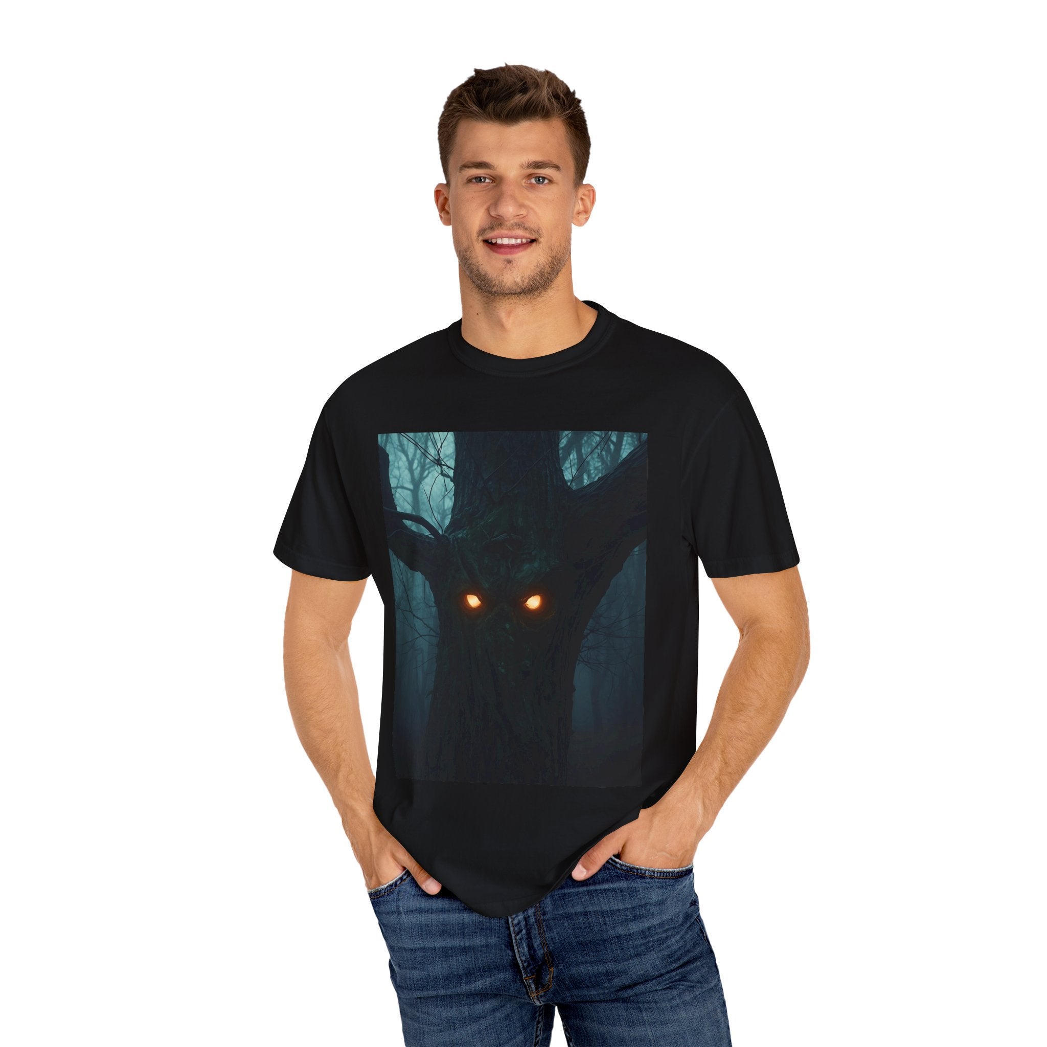 Spooky Forest Creature Unisex T-Shirt, Casual Wear, Gift for Nature Lovers, Halloween Apparel, Trendy Graphic Tee
