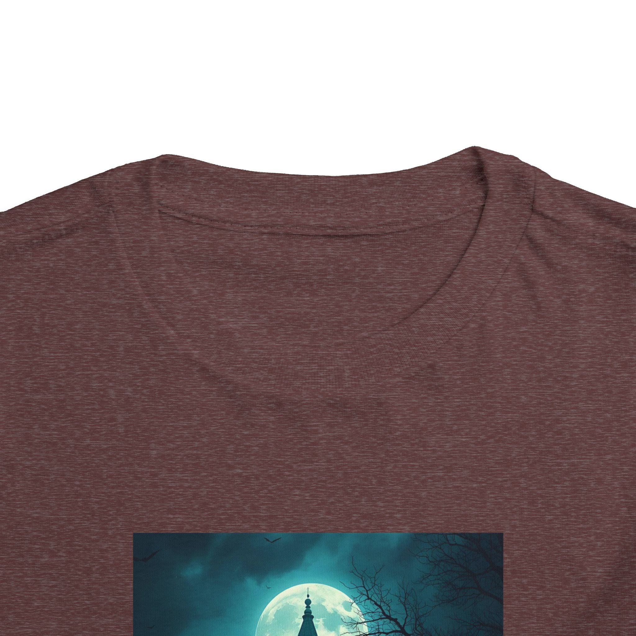 Haunted Moonlight Toddler Halloween Short Sleeve Tee, Ghostly Castle Shirt, Spooky Toddler Tee, Kids Halloween Costume Top, Fall Festivity Apparel