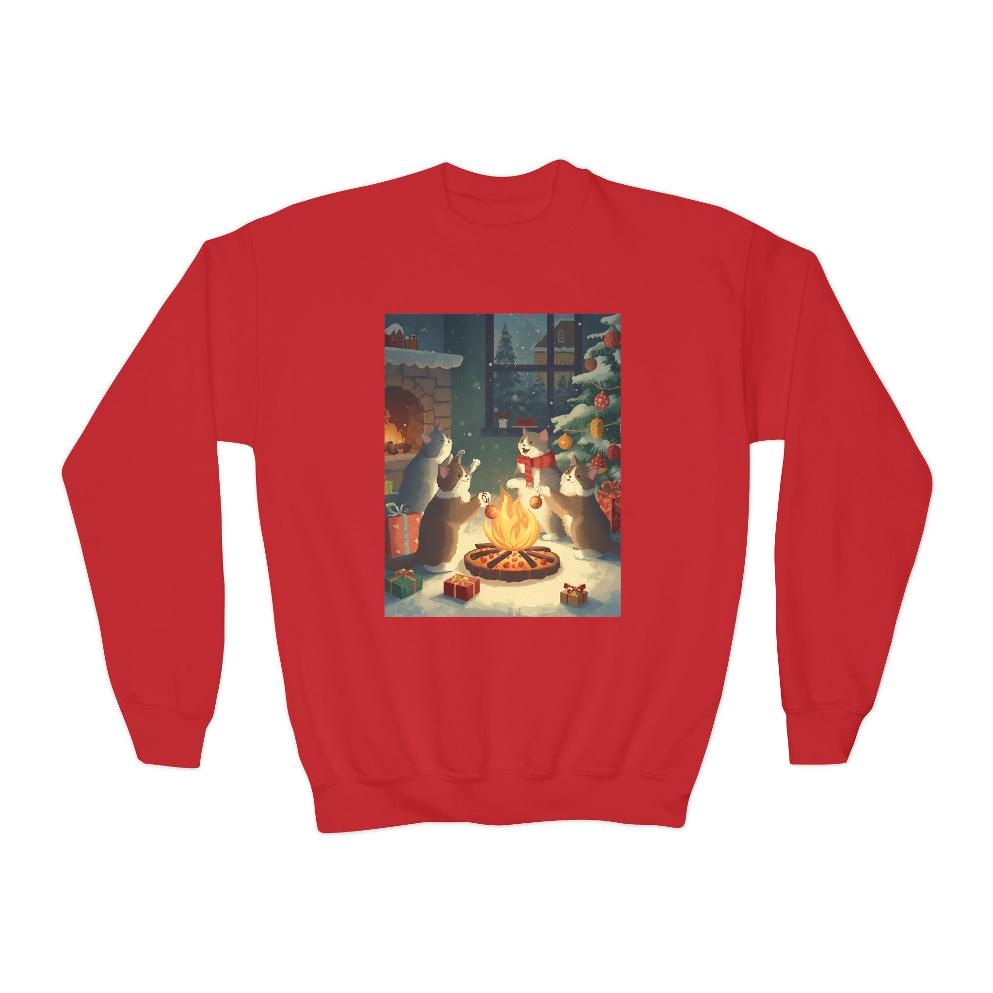 Cute Cats Christmas Youth Crewneck Sweatshirt
