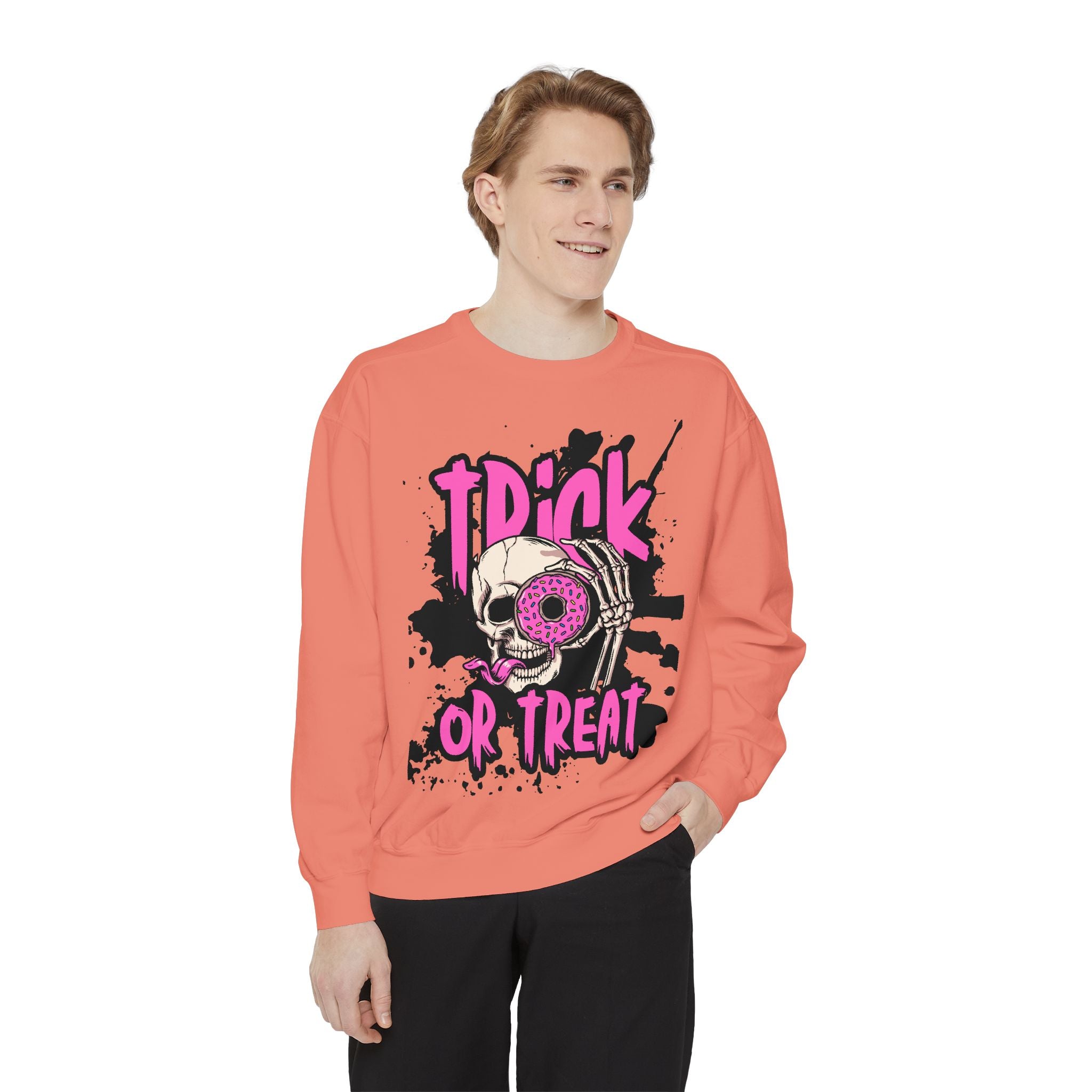 Trick or Treat Skull Unisex Garment-Dyed Sweatshirt