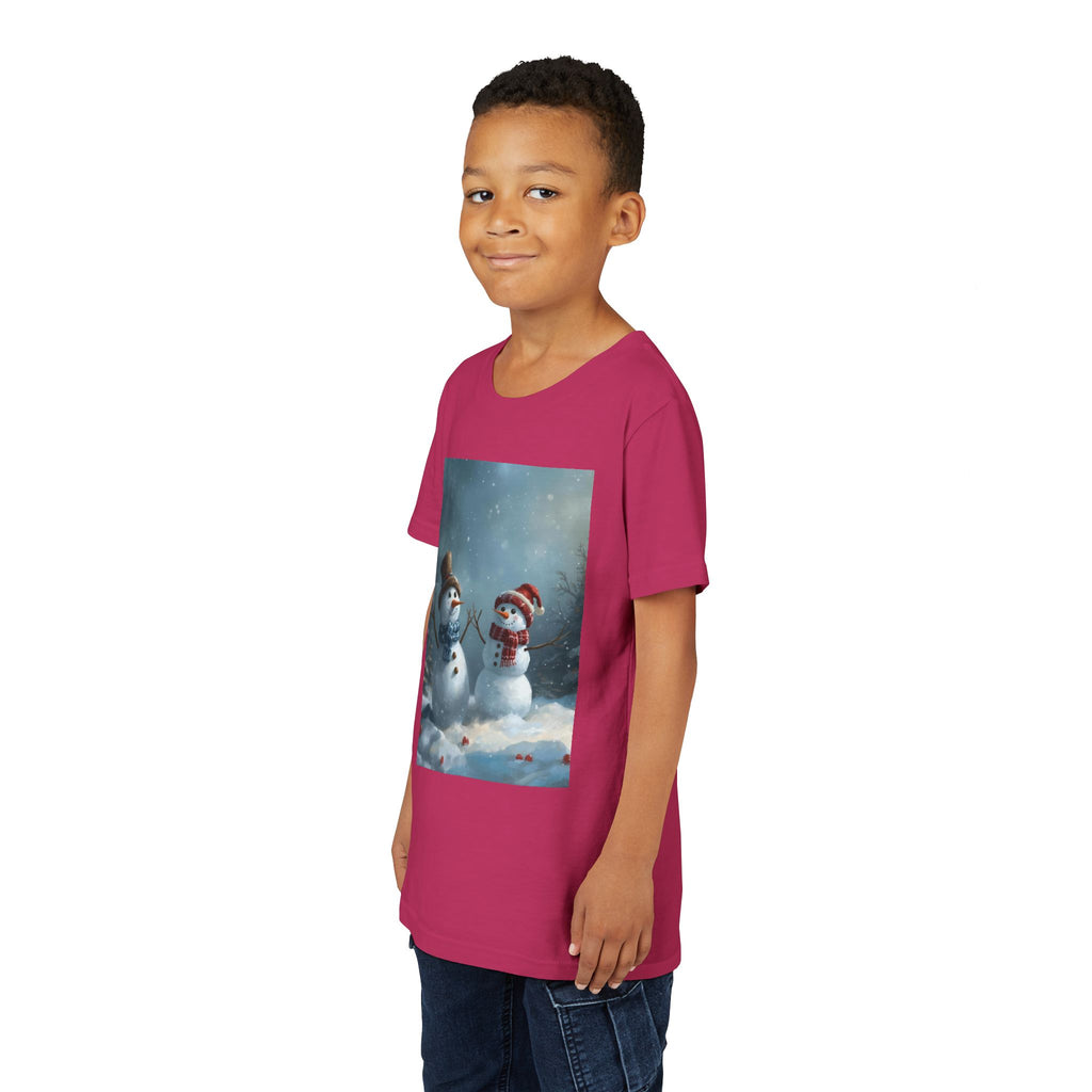 Youth Christmas Snowman Tee, Winter T-Shirt, Christmas Gift, Holiday Apparel, Kids Winter Wear, Cute Snowman Design
