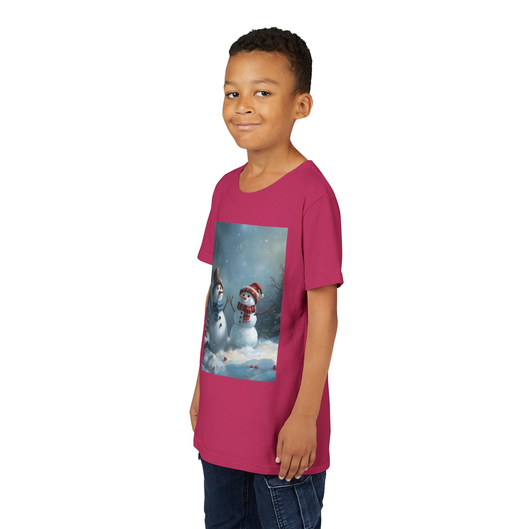 Youth Christmas Snowman Tee, Winter T-Shirt, Christmas Gift, Holiday Apparel, Kids Winter Wear, Cute Snowman Design