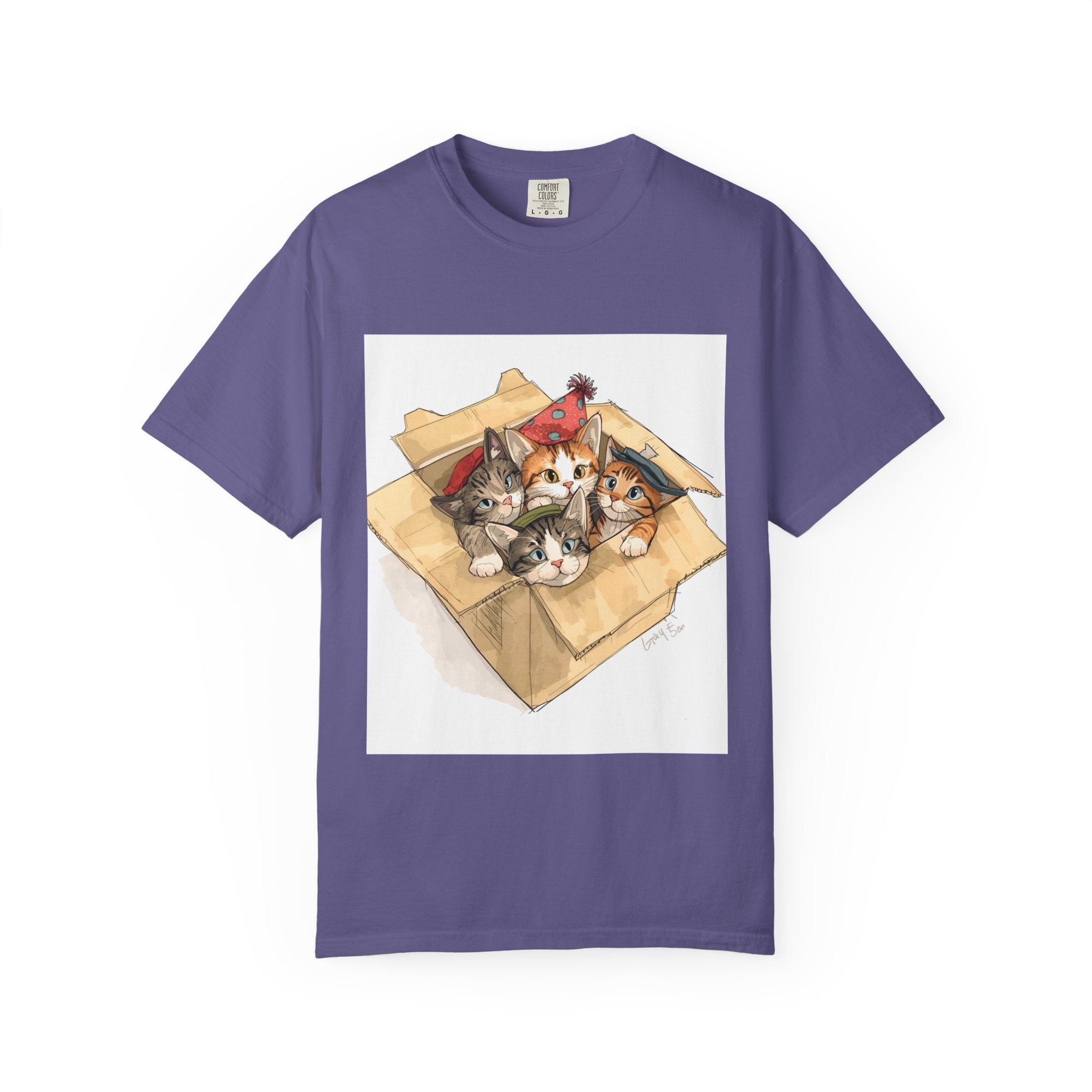 Cute Kittens In Box Unisex Garment-Dyed T-shirt