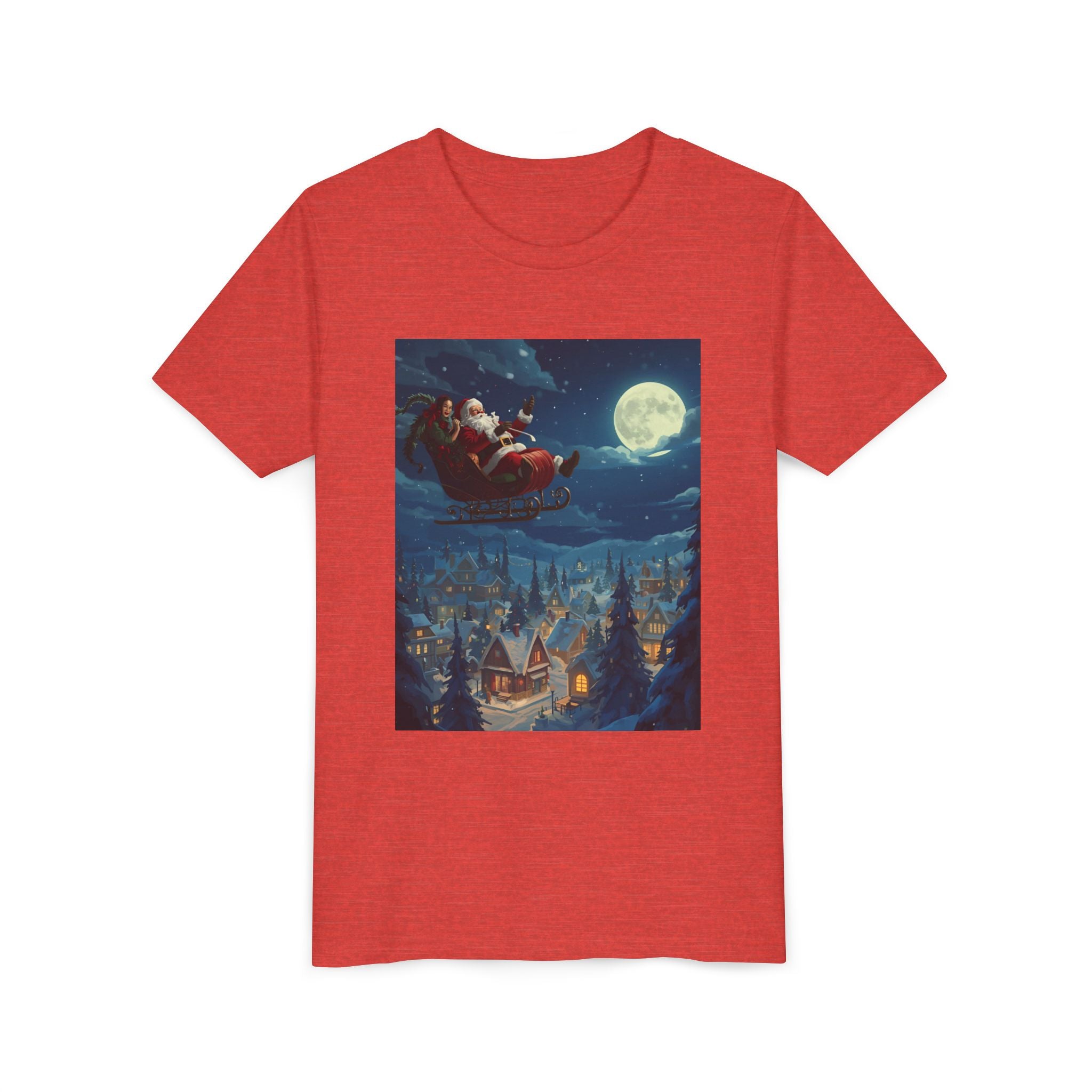 Christmas Santa Sleigh Youth Short Sleeve Tee
