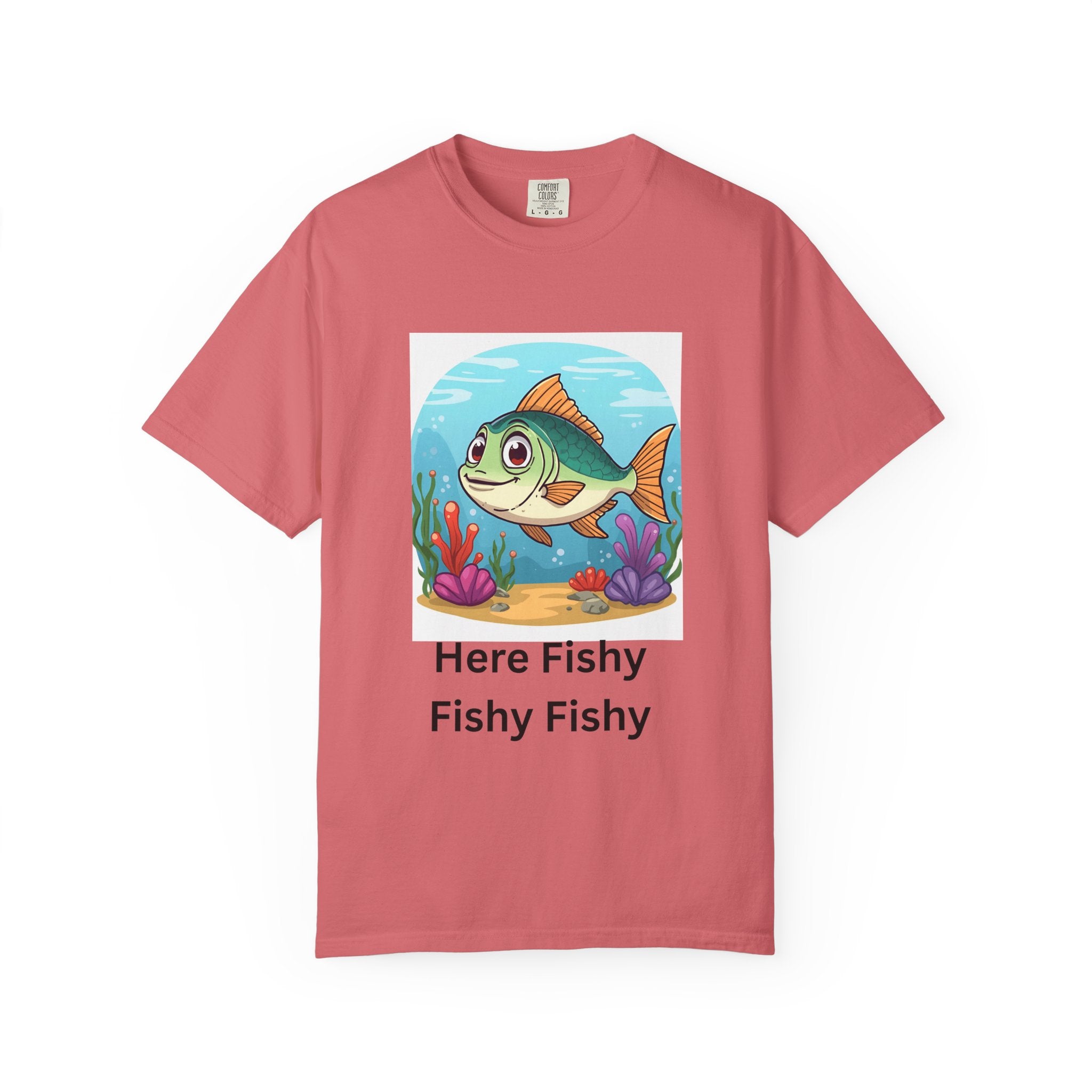 Playful Fish T-Shirt for Nature Lovers, Here Fishy Fishy Fishy Tee, Unisex Casual Wear, Perfect for Birthdays, Summer Fun, Beach Outings