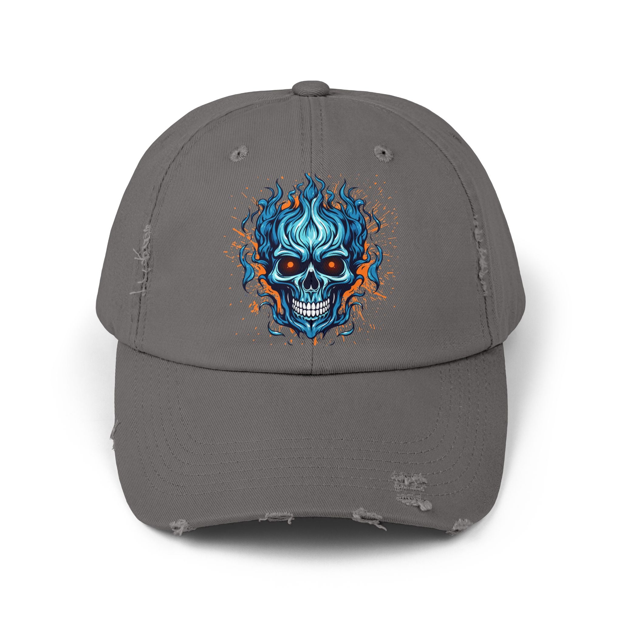 Distressed Skull Cap for Unisex, Casual, Trendy Hat, Gift for Him/Her, Emo Style, Festival Accessory