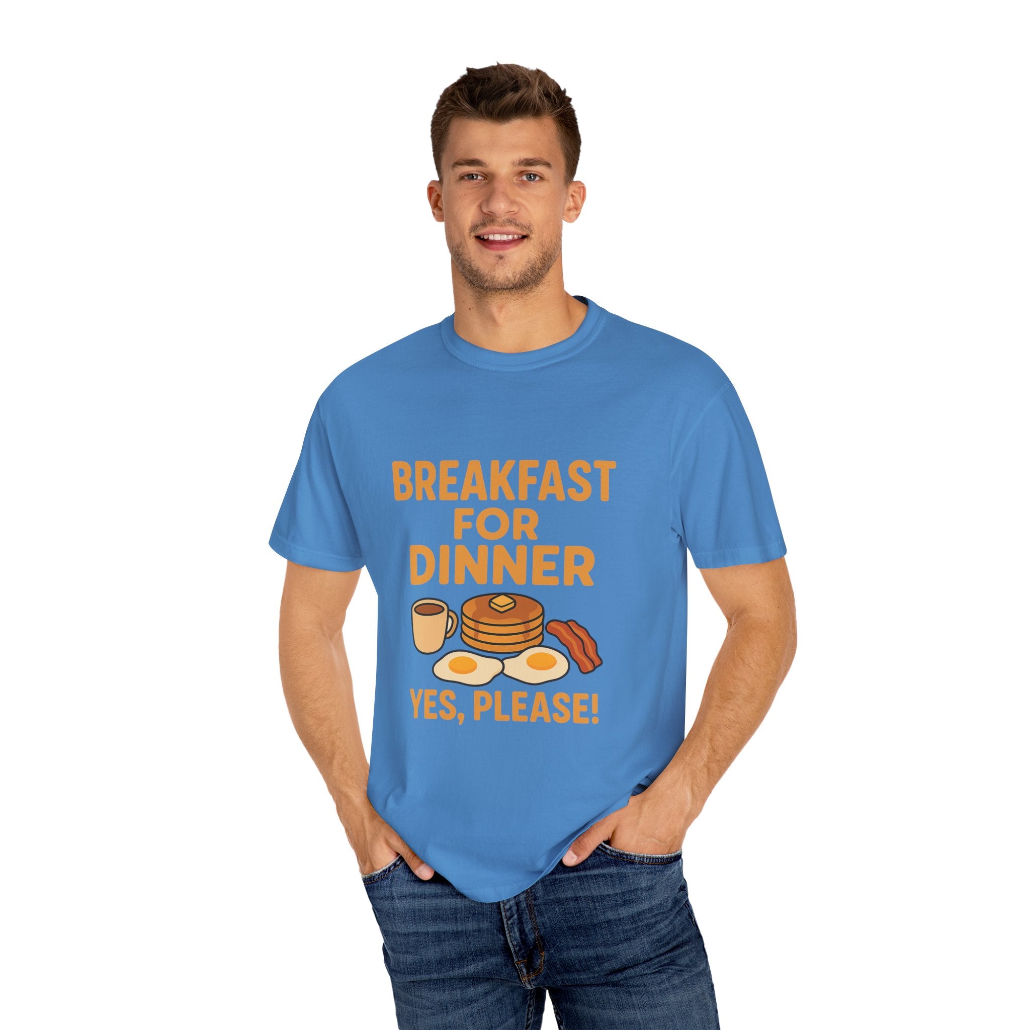 Whimsical Breakfast For Dinner T-Shirt, Foodie Gift, Funny Dinner Shirt, Comfort Wear, Casual Tee for Food Lovers