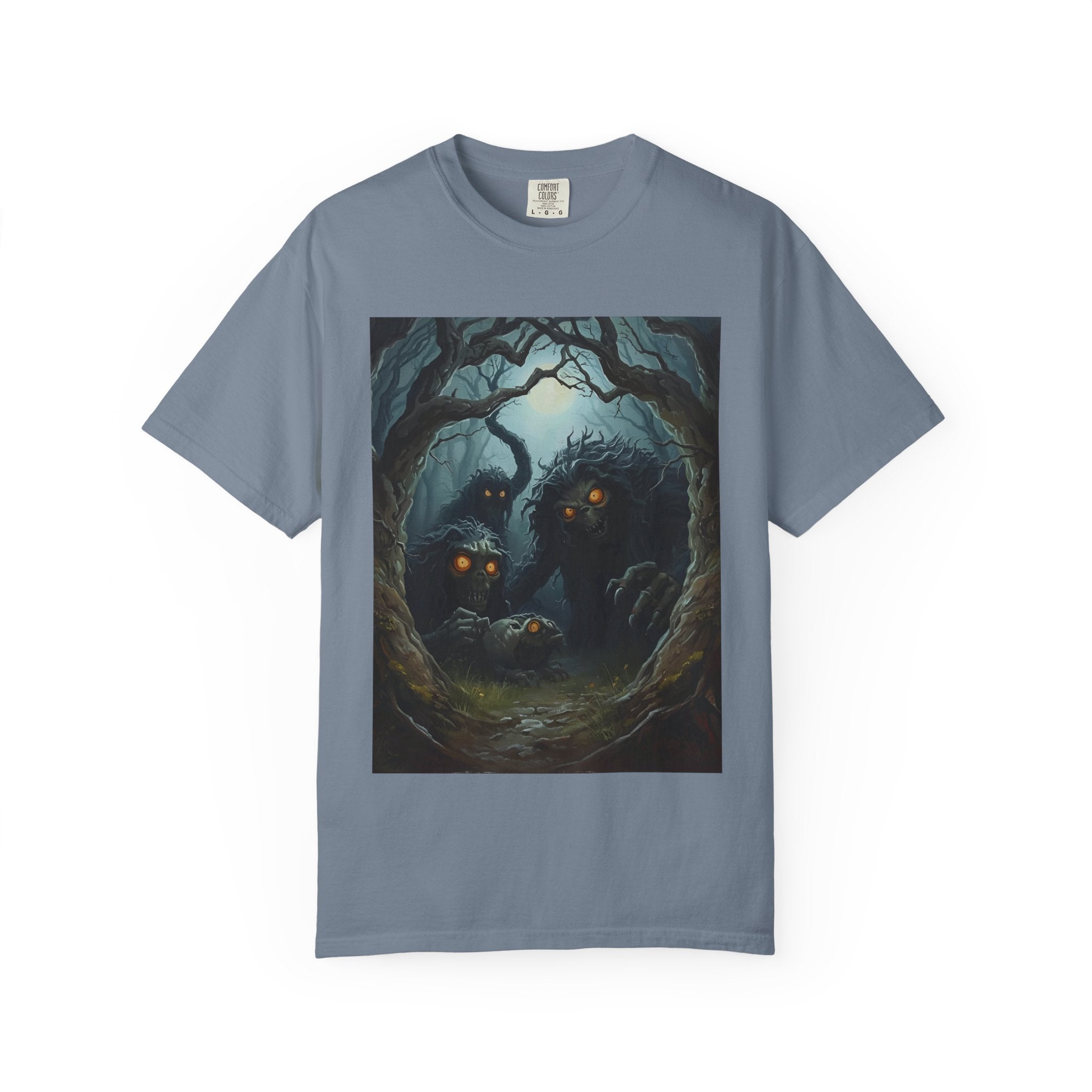 Spooky Mystical Forest T-Shirt | Unisex Garment-Dyed Tee for Nature Lovers | Perfect for Halloween, Casual Wear, Gift Idea