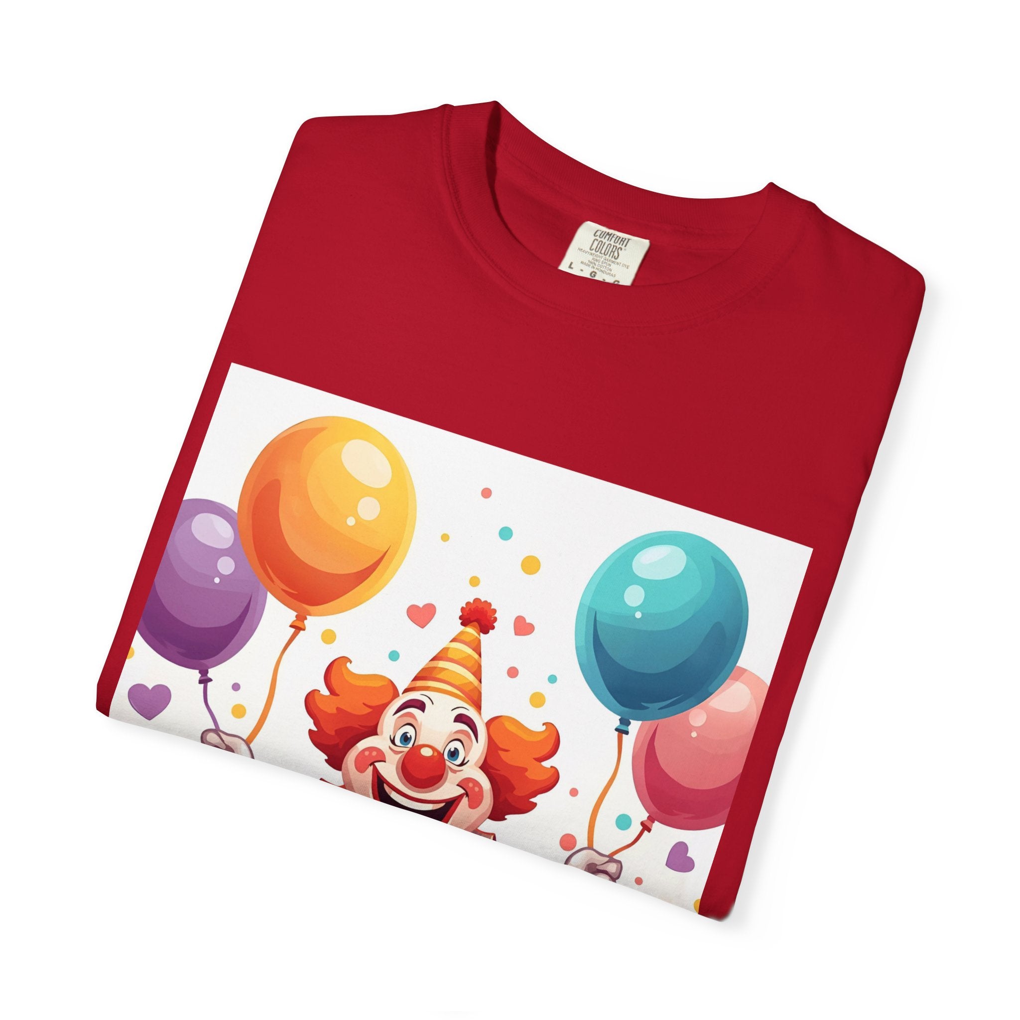 Colorful Clown Balloon T-Shirt, Fun Graphic Tee, Unisex party shirt, Circus themed apparel, Birthday gift for kids