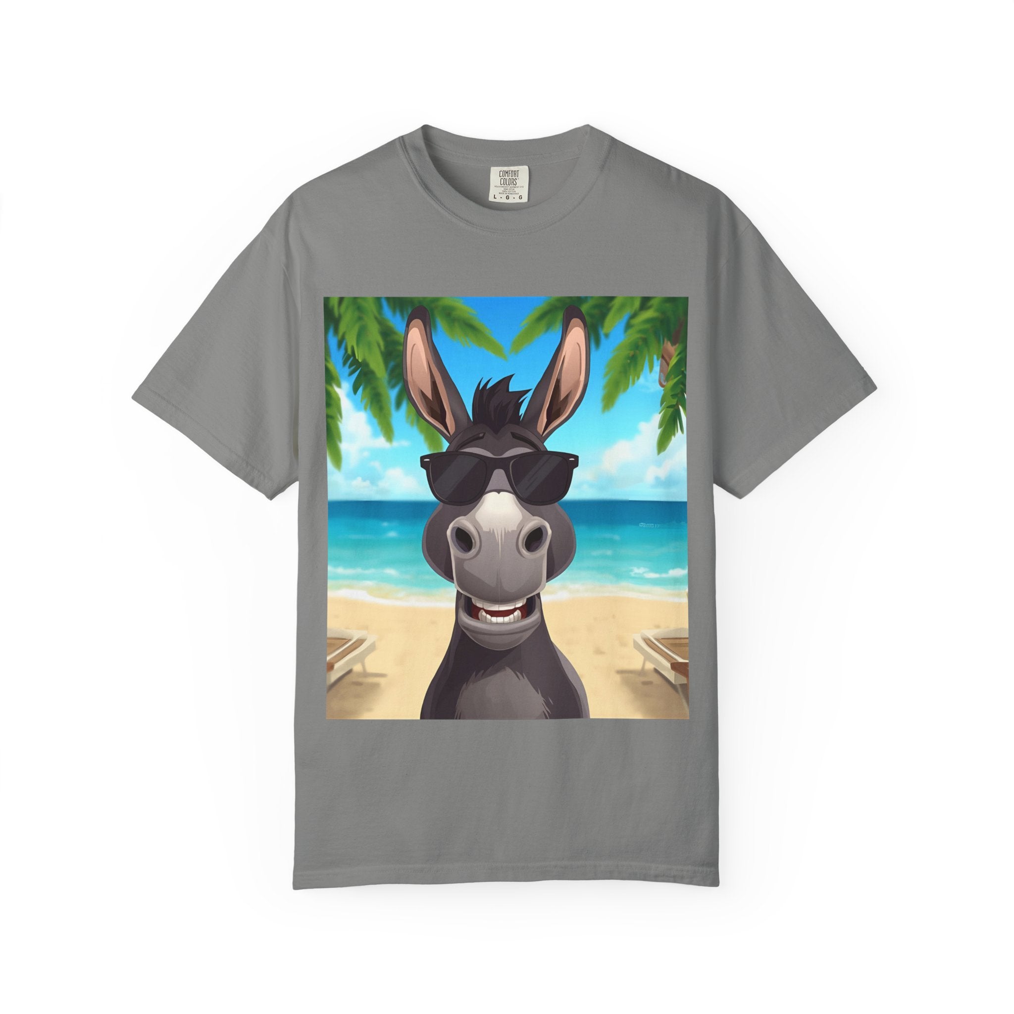 Chill Donkey Sunset T-Shirt, Unisex Summer Tee, Casual Beachwear, Gift for Animal Lovers, Fun Vacation Shirt