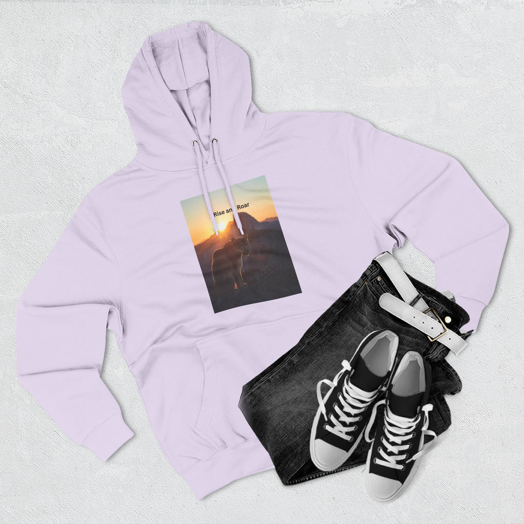Rise And Roar Sunset Adventure Fleece Hoodie, Cozy Outdoor Hoodie, Travel Apparel, Nature Lover Gift, Comfortable Sweatshirt, Perfect for Bonfires