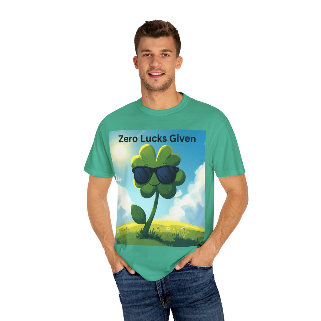 Zero Lucks Given T-Shirt, Fun Graphic Tee, Unisex Casual Shirt, St. Patrick's Day Gift, Lucky Charm Apparel, Summer Outfit