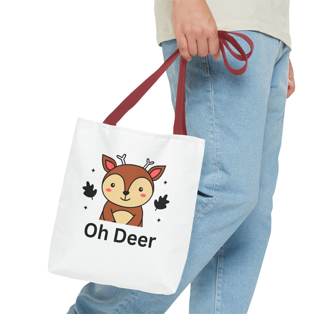 Oh Deer Cute Tote Bag - Forest Animal Lover Gift, Fun Shopper Bag, Eco-Friendly Tote, Animal Print Carryall, Unique Gift for Kids