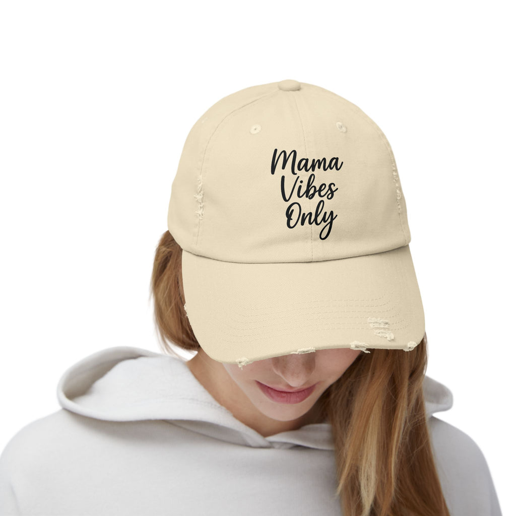 Mama Mode Mama Vibes Only Distressed Cap — Casual Mom Hat, Gift for New Moms & Mother's Day