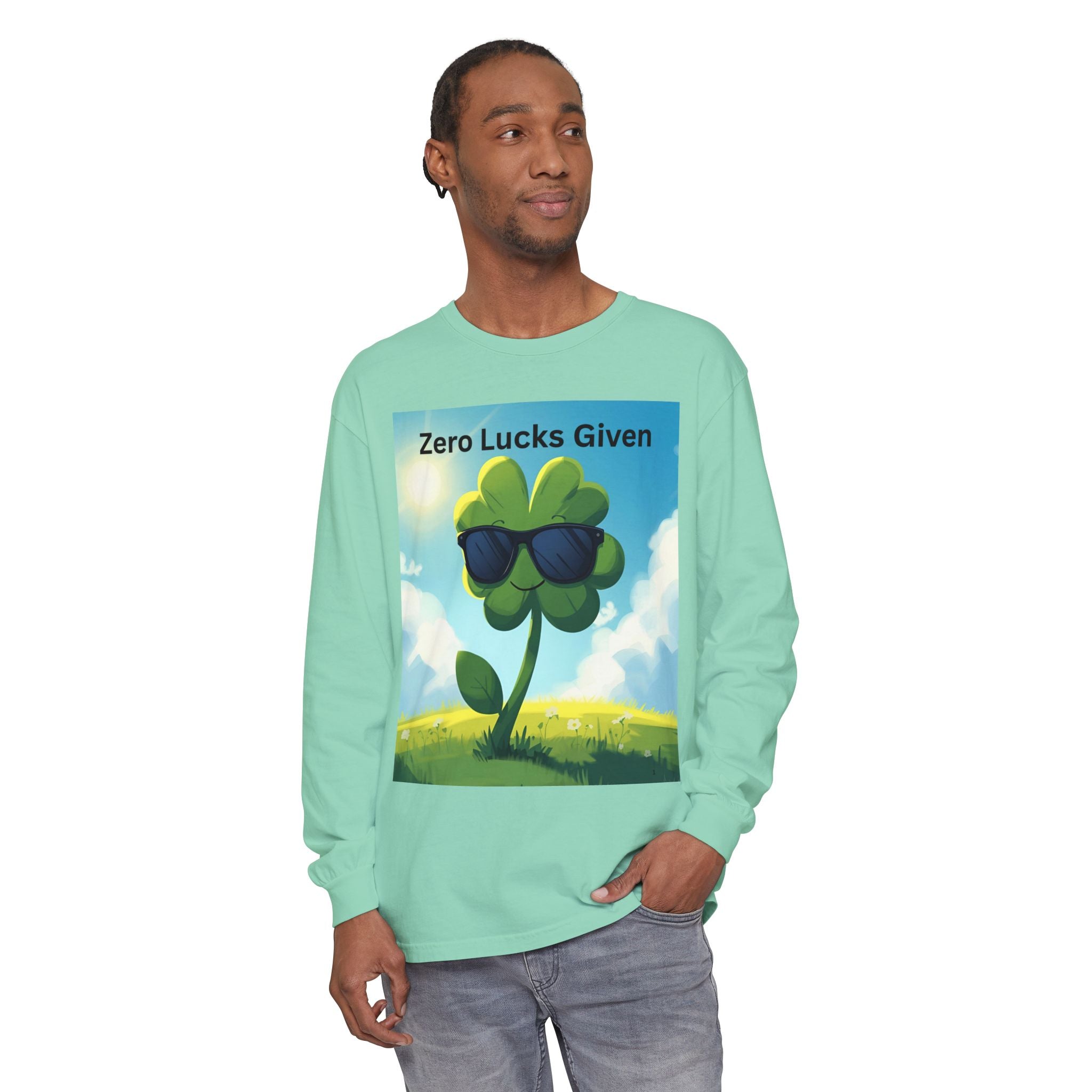 Zero Lucks Given Unisex Garment-dyed Long Sleeve T-Shirt