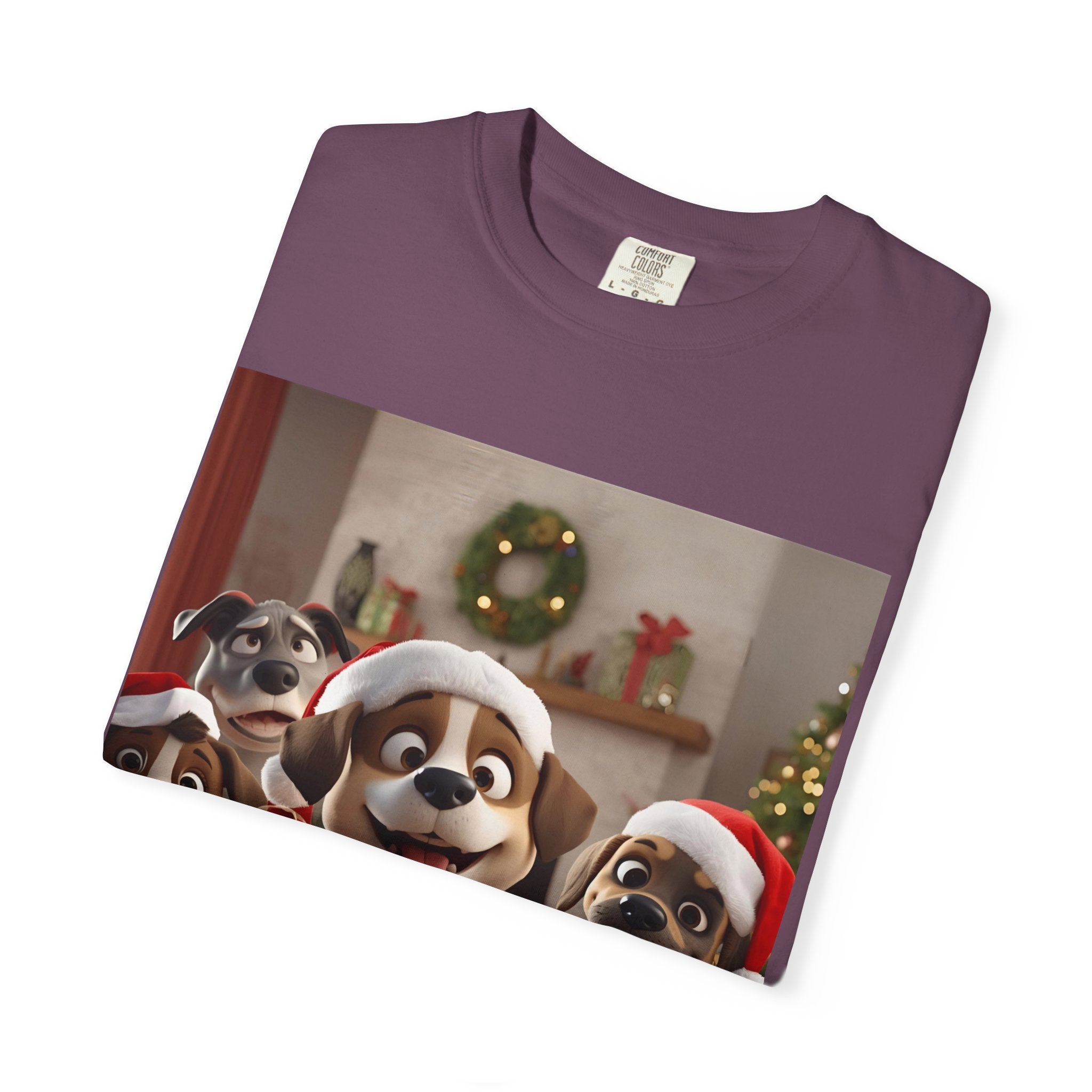 Cute Christmas Festive Dog Lovers T-Shirt | Unisex Garment-Dyed Tee for Dog Enthusiasts | Holiday Gift, Christmas Apparel, Pet Lover Shirt