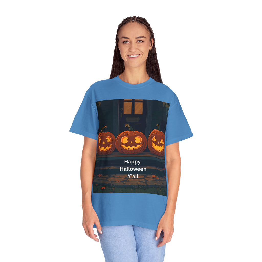 Happy Halloween Pumpkin Unisex T-shirt, Spooky Season Tee, Fall Festival Shirt, Pumpkin Graphic Top, Halloween Gift for Him/Her