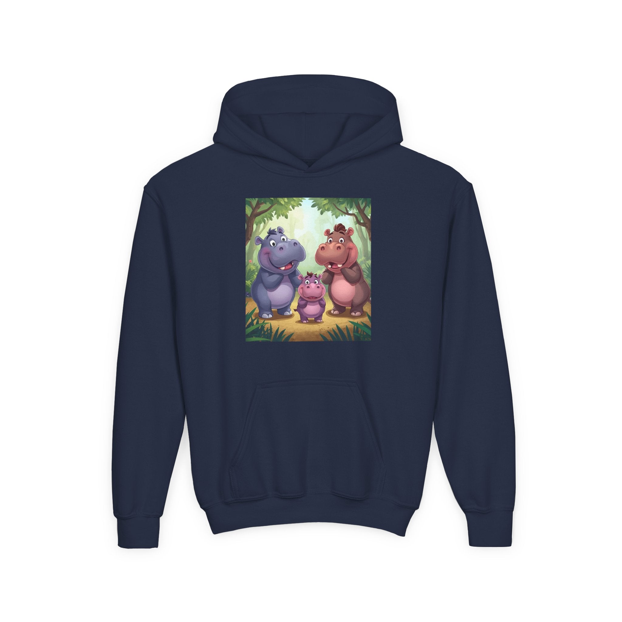 Hippo Cute Youth Heavy Blend Hooded Sweatshirt